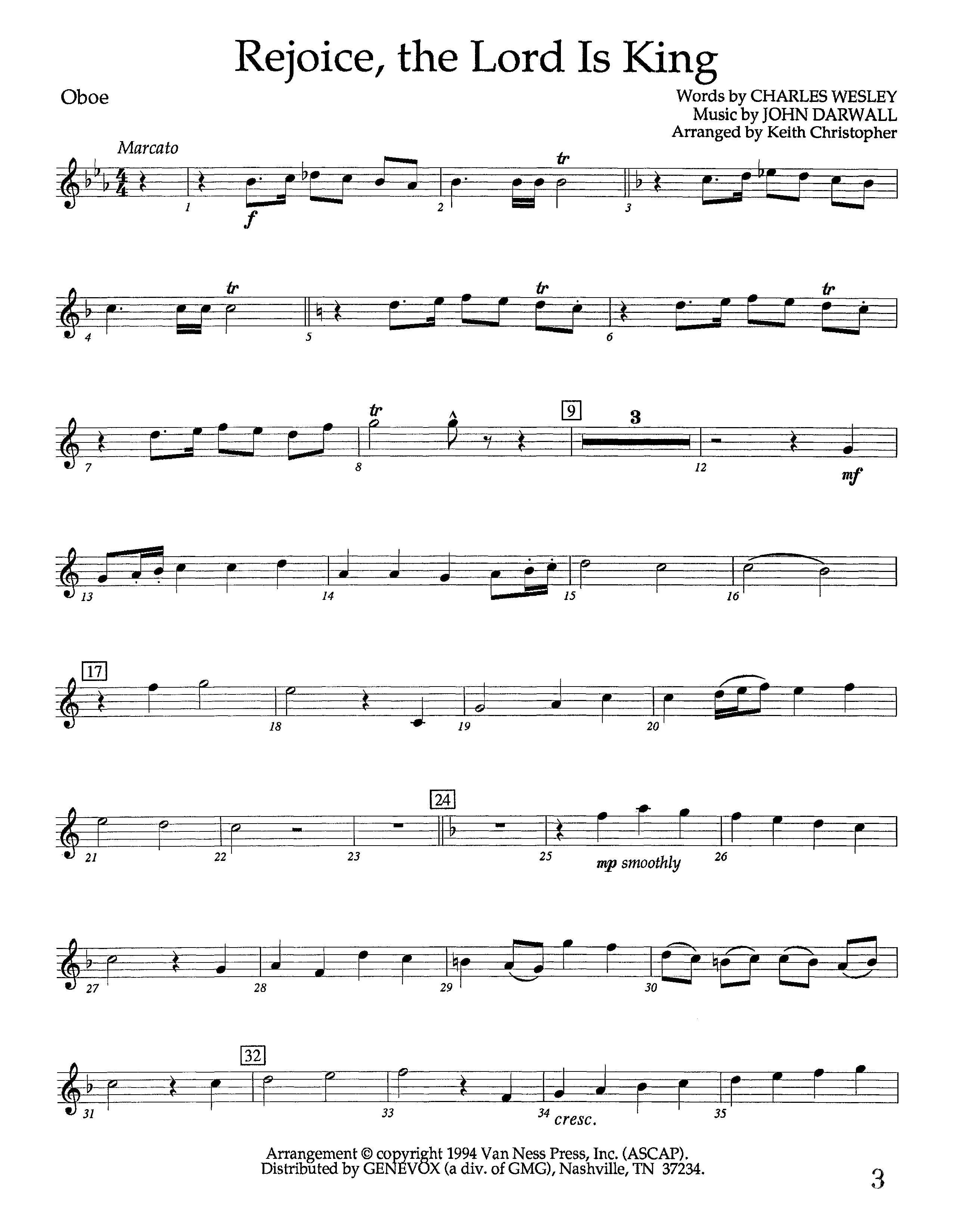 Rejoice The Lord Is King (Instrumental) Oboe (Lifeway Worship / Arr. Keith Christopher)