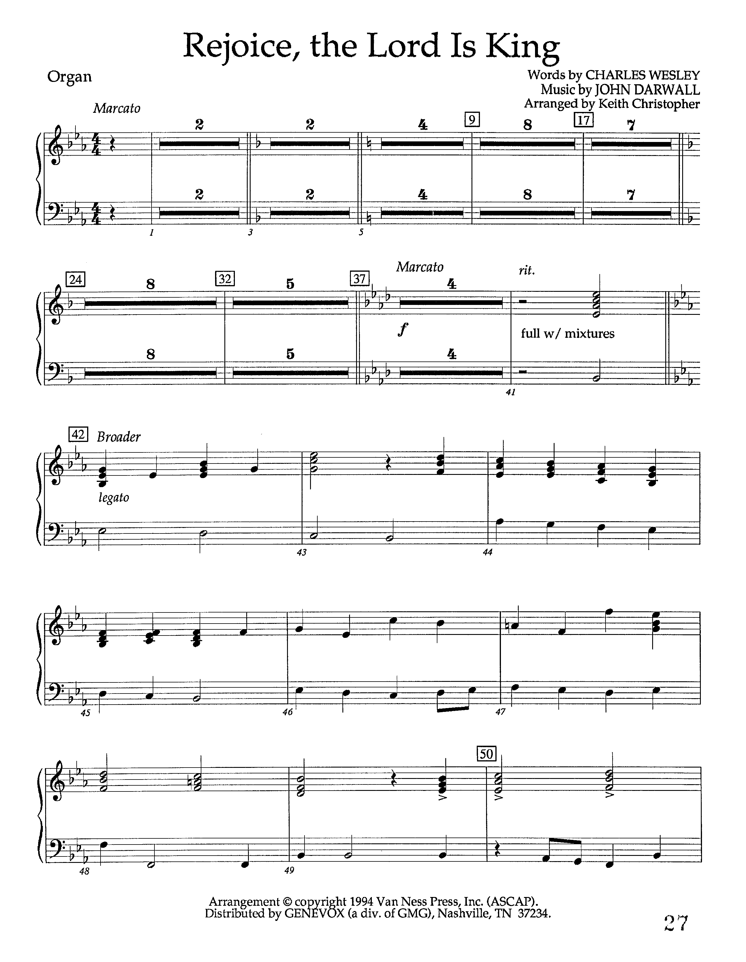 Rejoice The Lord Is King (Instrumental) Organ (Lifeway Worship / Arr. Keith Christopher)