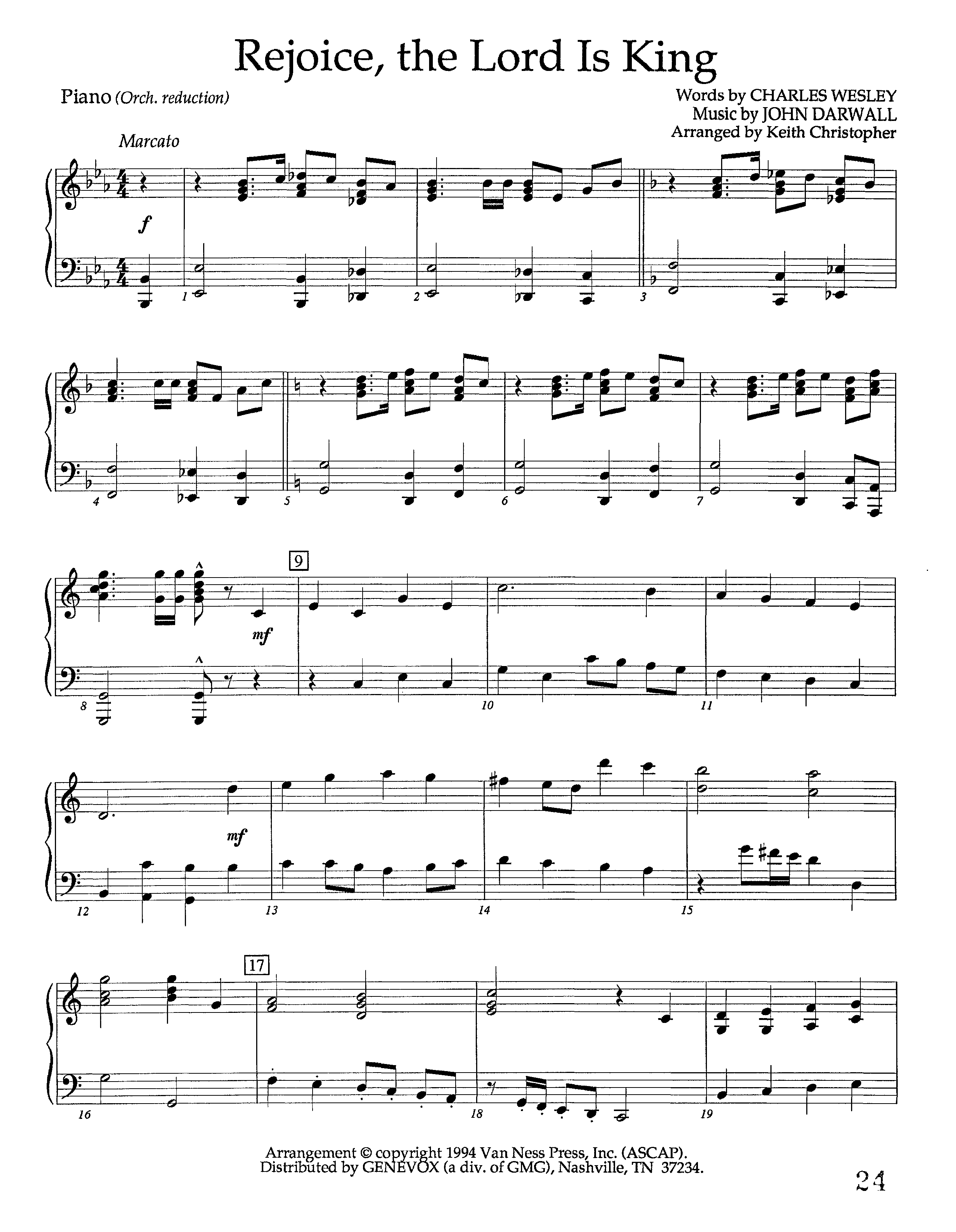 Rejoice The Lord Is King (Instrumental) Piano Sheet (Lifeway Worship / Arr. Keith Christopher)