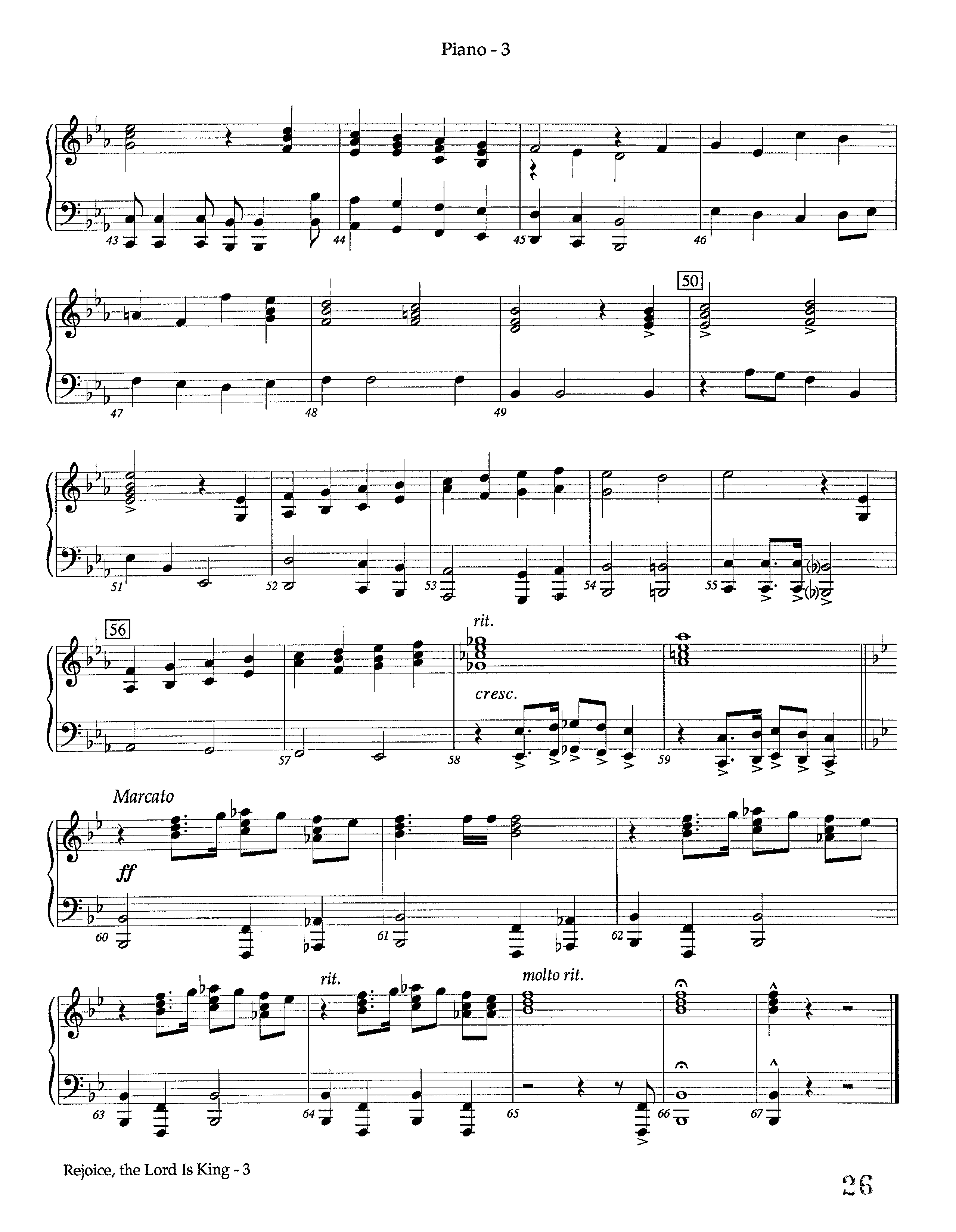 Rejoice The Lord Is King (Instrumental) Piano Sheet (Lifeway Worship / Arr. Keith Christopher)