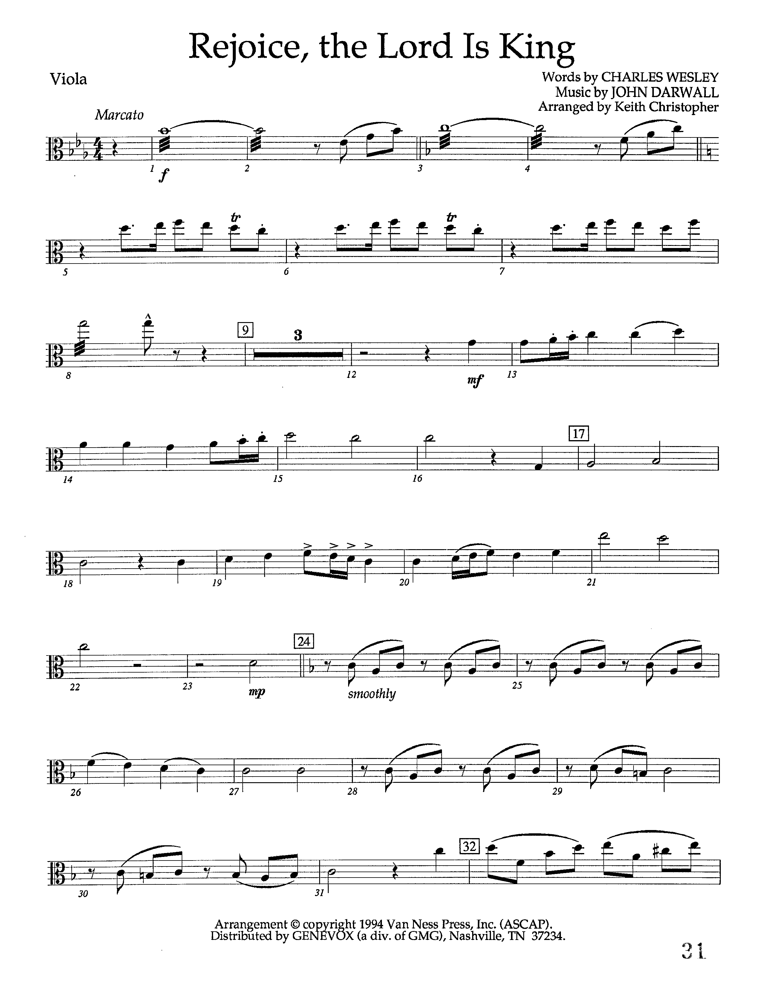 Rejoice The Lord Is King (Instrumental) Viola (Lifeway Worship / Arr. Keith Christopher)