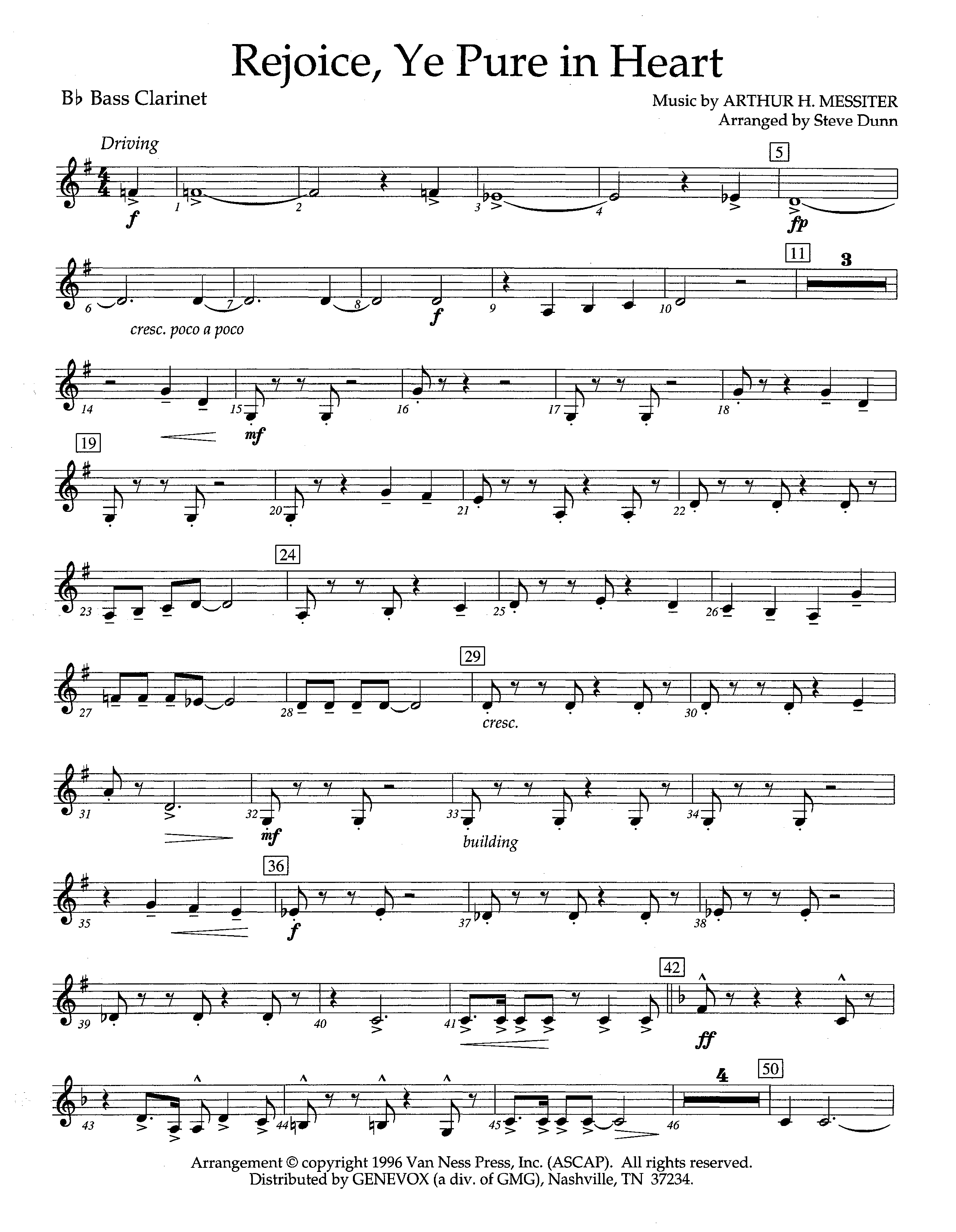 Rejoice Ye Pure In Heart (Instrumental) Bass Clarinet (Lifeway Worship / Arr. Steve Dunn)