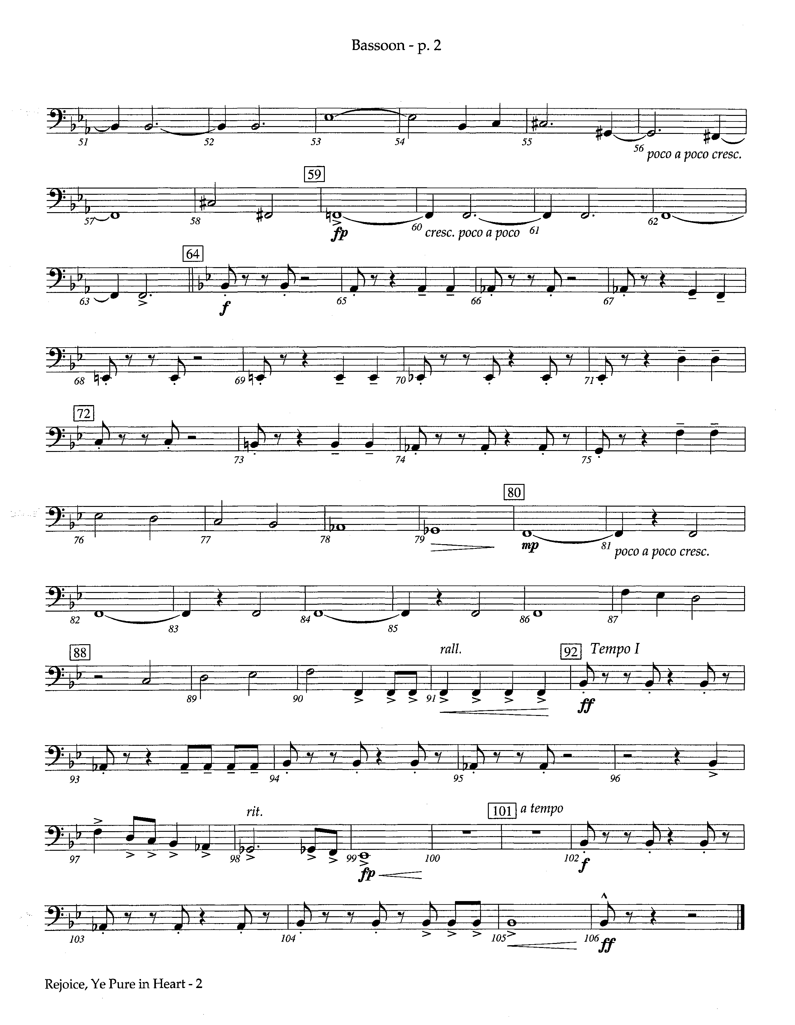 Rejoice Ye Pure In Heart (Instrumental) Bassoon (Lifeway Worship / Arr. Steve Dunn)