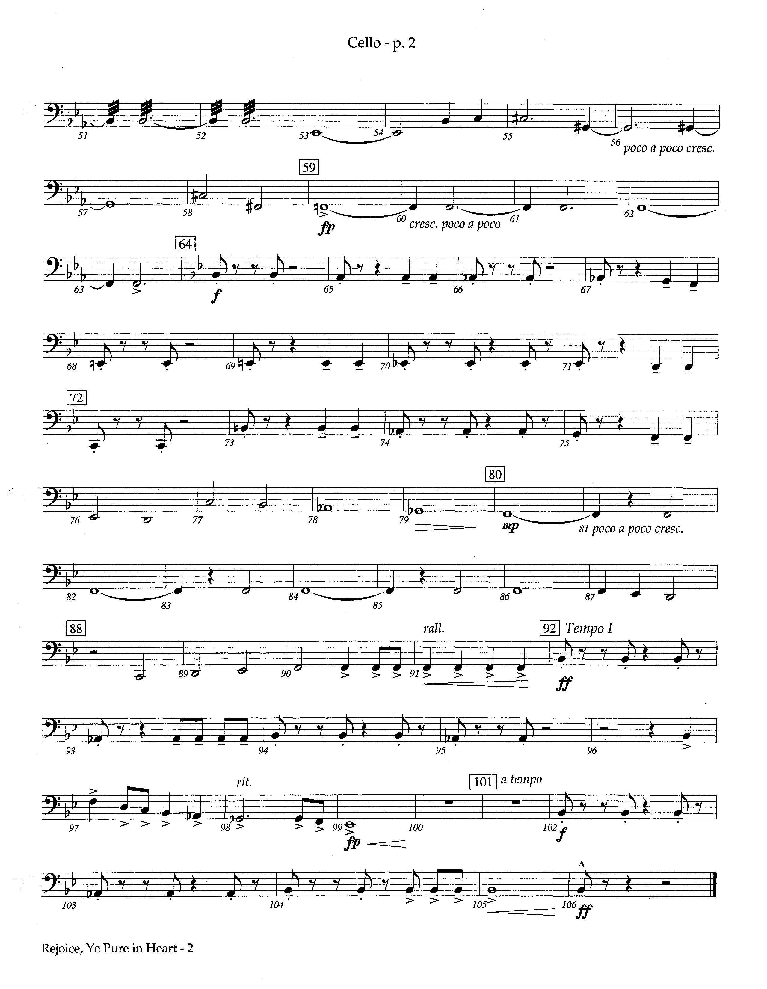 Rejoice Ye Pure In Heart (Instrumental) Cello (Lifeway Worship / Arr. Steve Dunn)