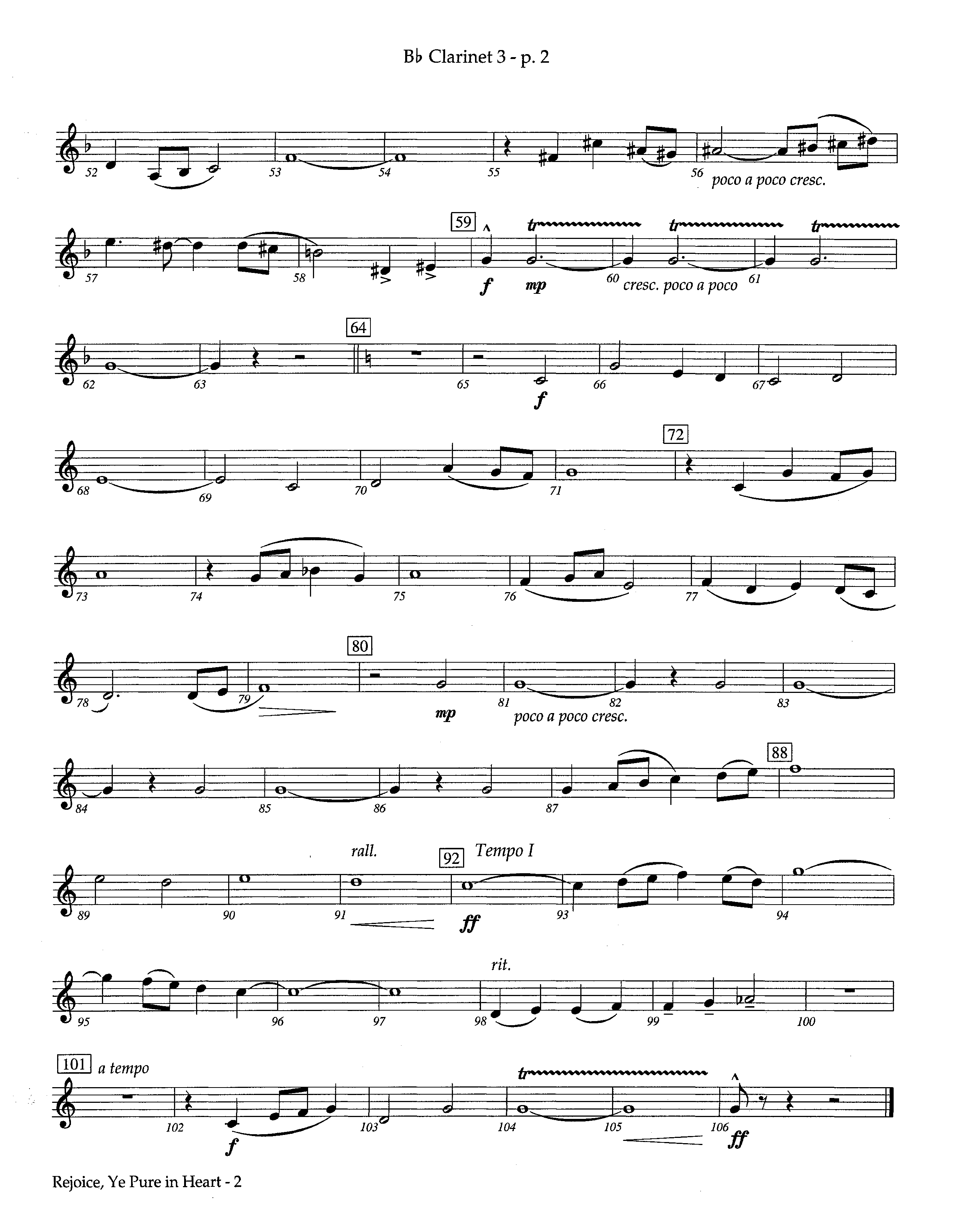 Rejoice Ye Pure In Heart (Instrumental) Clarinet 3 (Lifeway Worship / Arr. Steve Dunn)