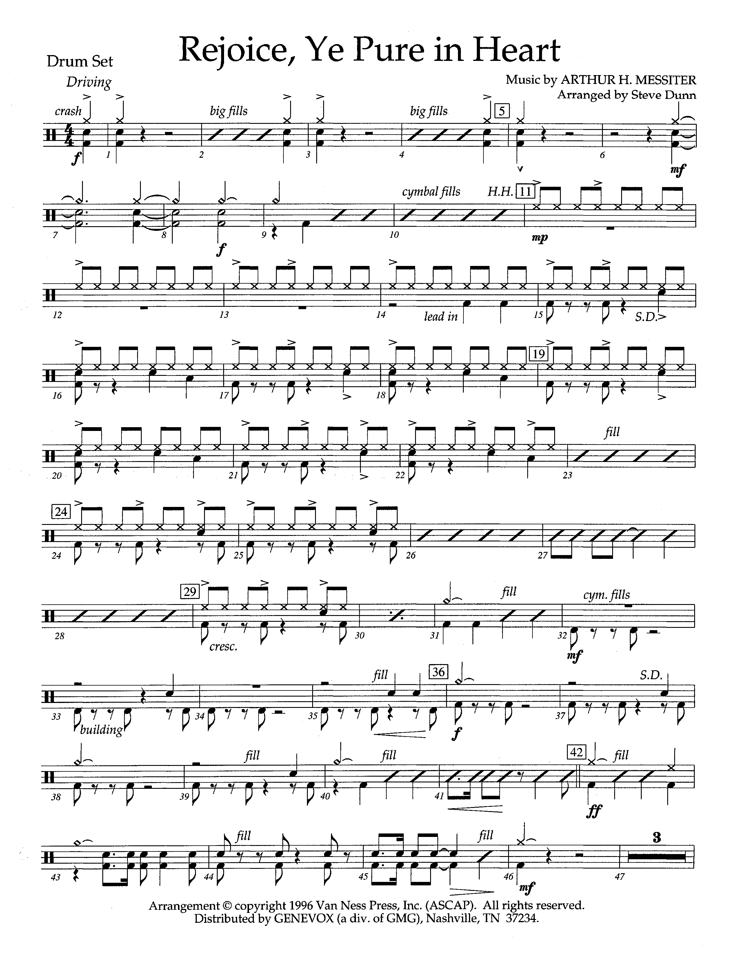 Rejoice Ye Pure In Heart (Instrumental) Drum Set (Lifeway Worship / Arr. Steve Dunn)