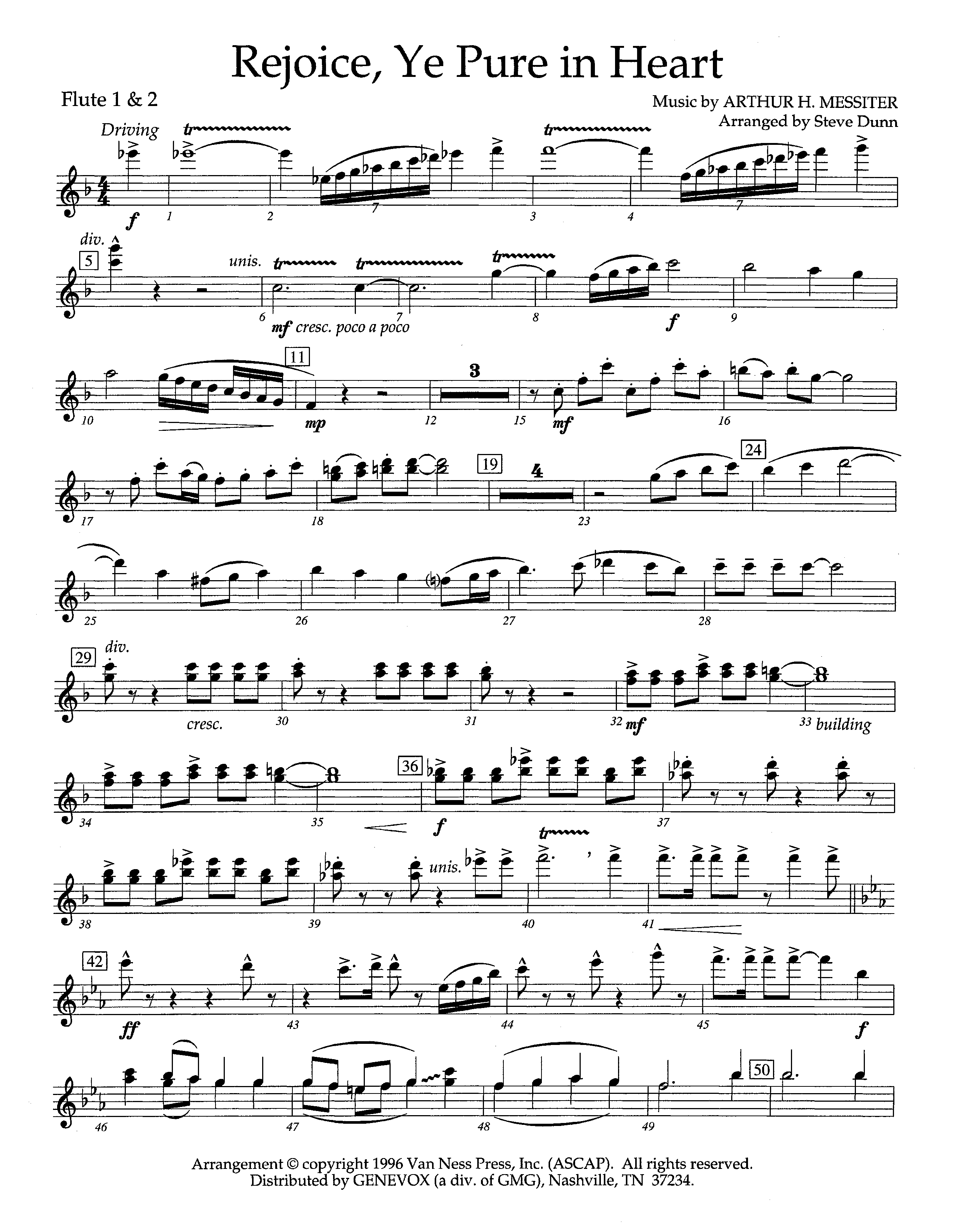 Rejoice Ye Pure In Heart (Instrumental) Flute 1/2 (Lifeway Worship / Arr. Steve Dunn)