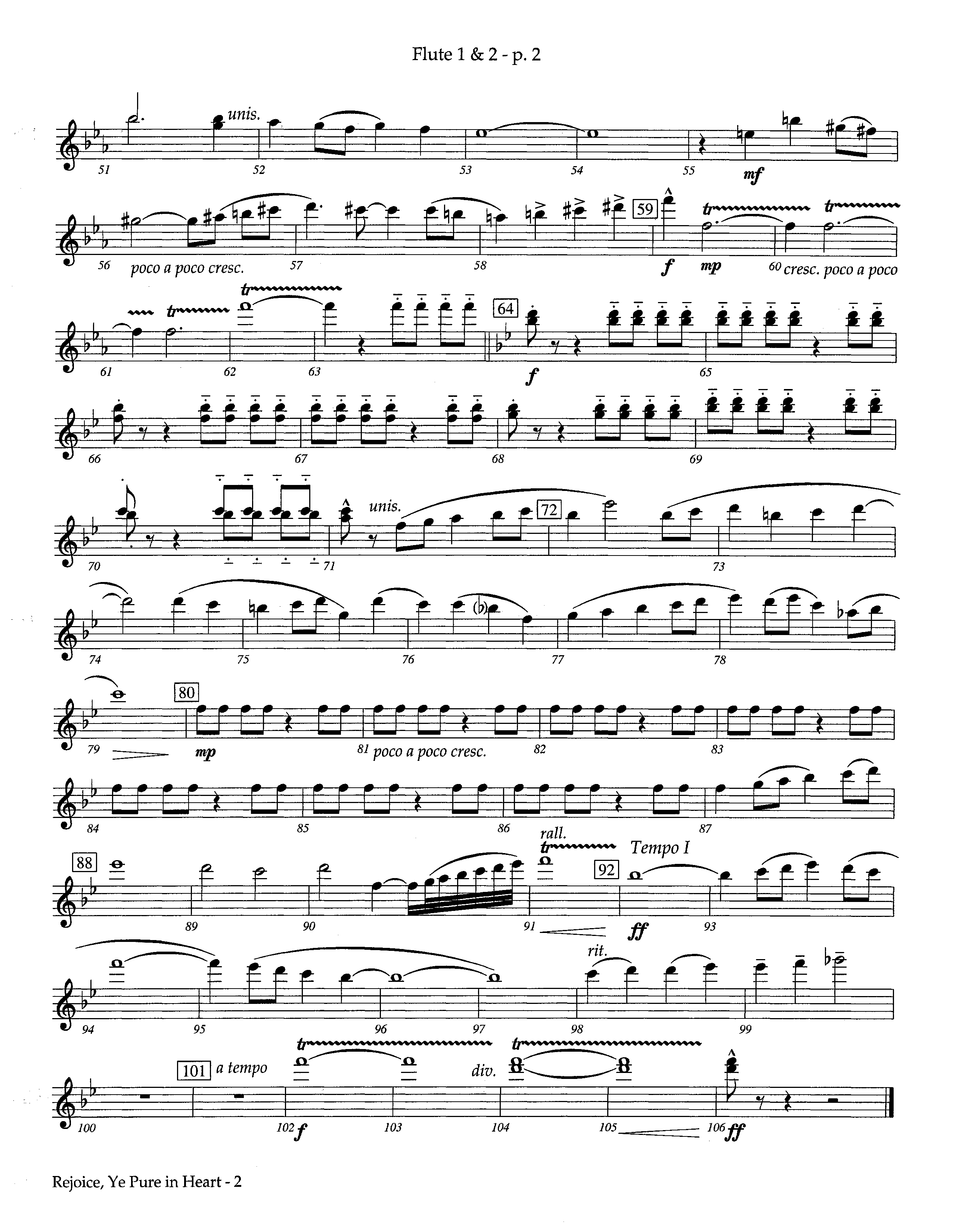 Rejoice Ye Pure In Heart (Instrumental) Flute 1/2 (Lifeway Worship / Arr. Steve Dunn)