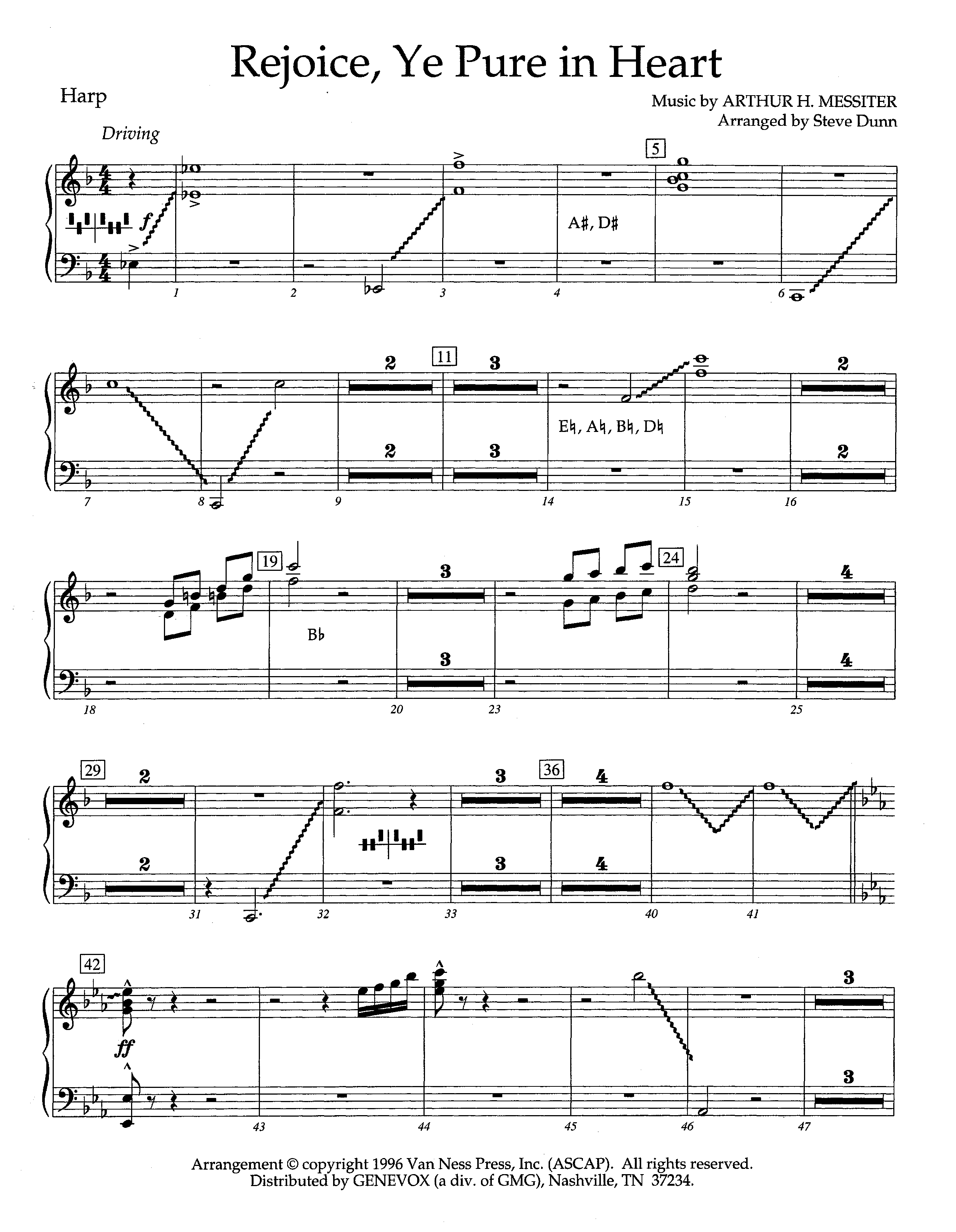 Rejoice Ye Pure In Heart (Instrumental) Harp (Lifeway Worship / Arr. Steve Dunn)