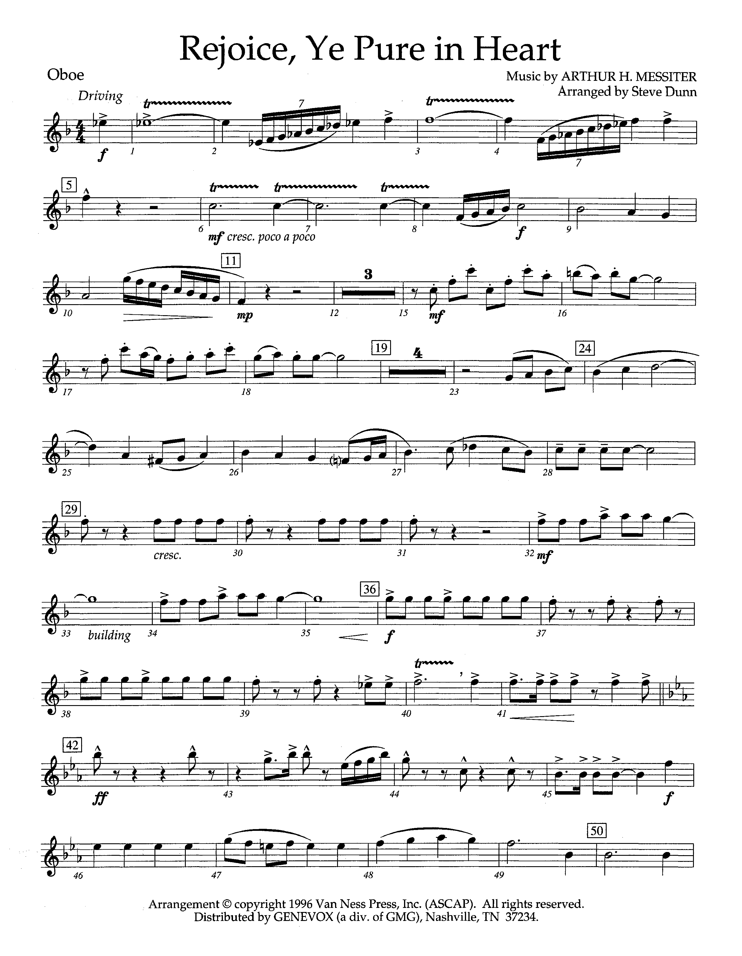 Rejoice Ye Pure In Heart (Instrumental) Oboe (Lifeway Worship / Arr. Steve Dunn)