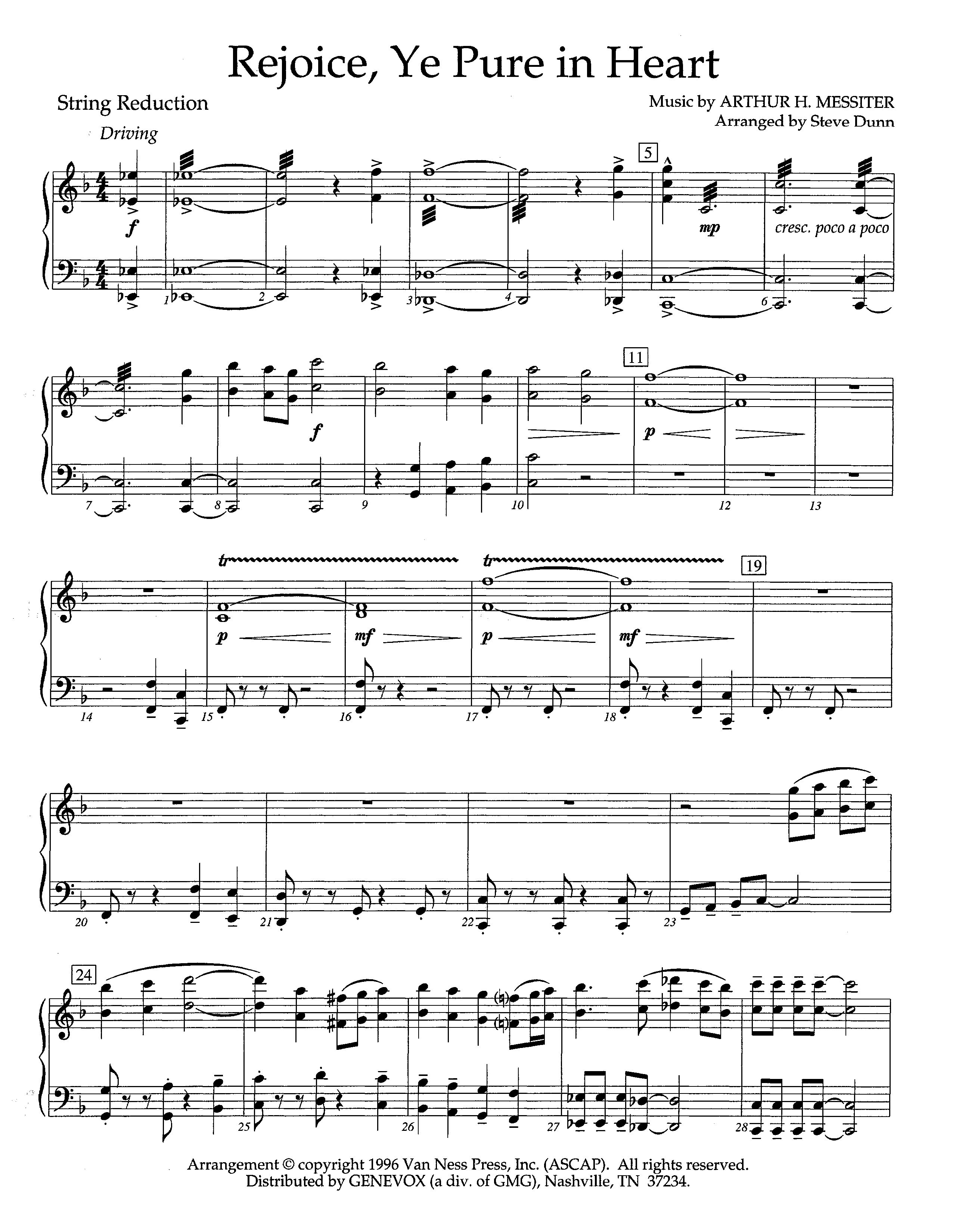 Rejoice Ye Pure In Heart (Instrumental) String Reduction (Lifeway Worship / Arr. Steve Dunn)