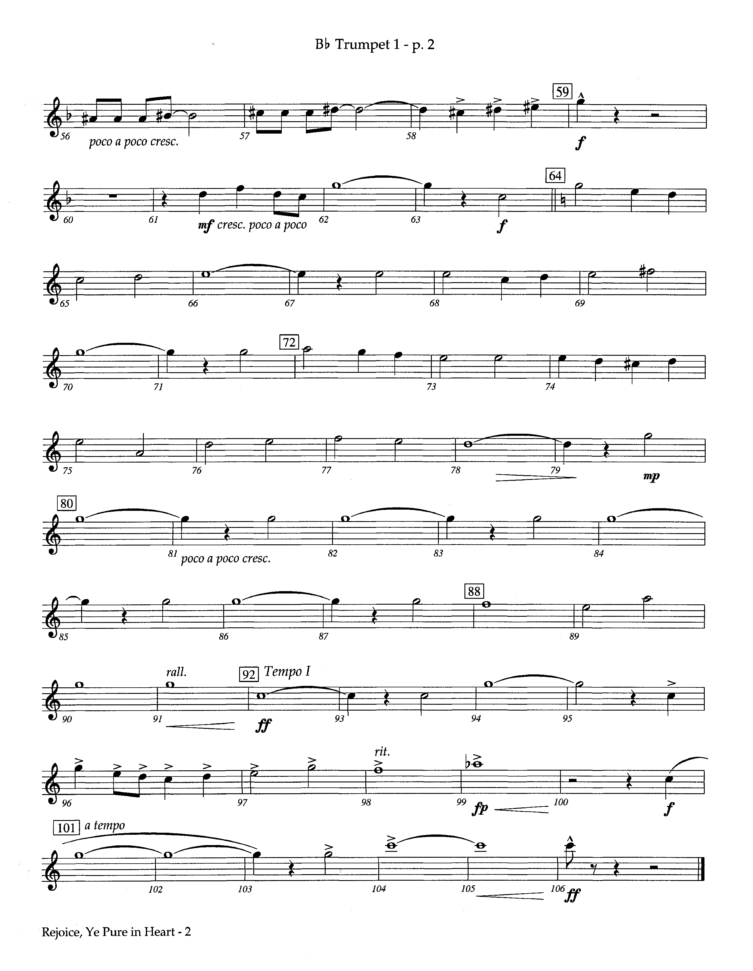 Rejoice Ye Pure In Heart (Instrumental) Trumpet 1 (Lifeway Worship / Arr. Steve Dunn)