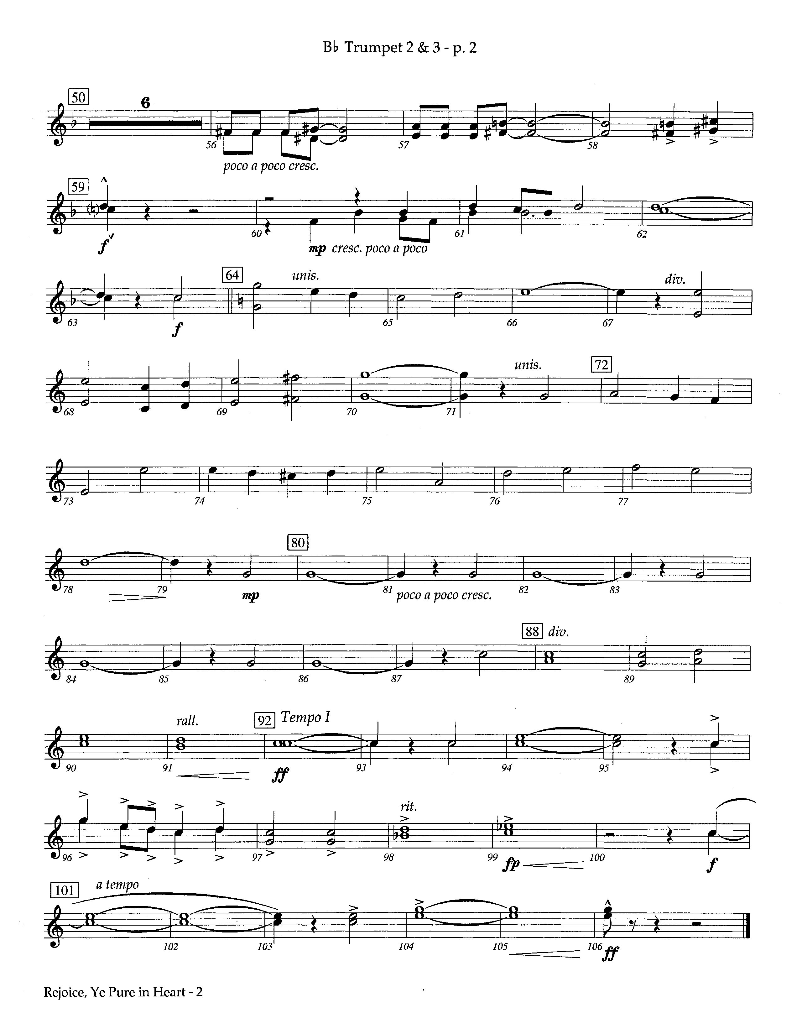 Rejoice Ye Pure In Heart (Instrumental) Trumpet 2/3 (Lifeway Worship / Arr. Steve Dunn)