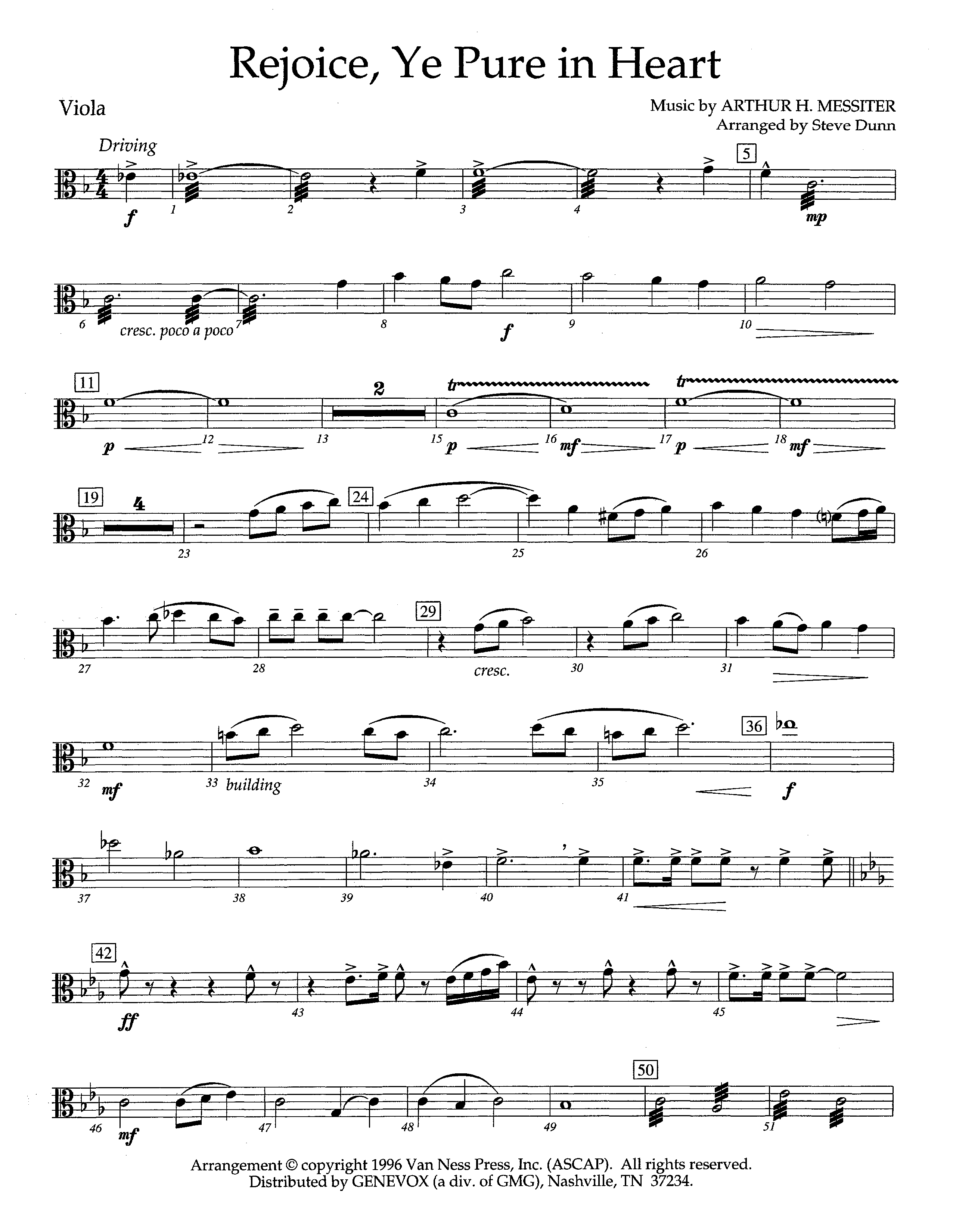 Rejoice Ye Pure In Heart (Instrumental) Viola (Lifeway Worship / Arr. Steve Dunn)