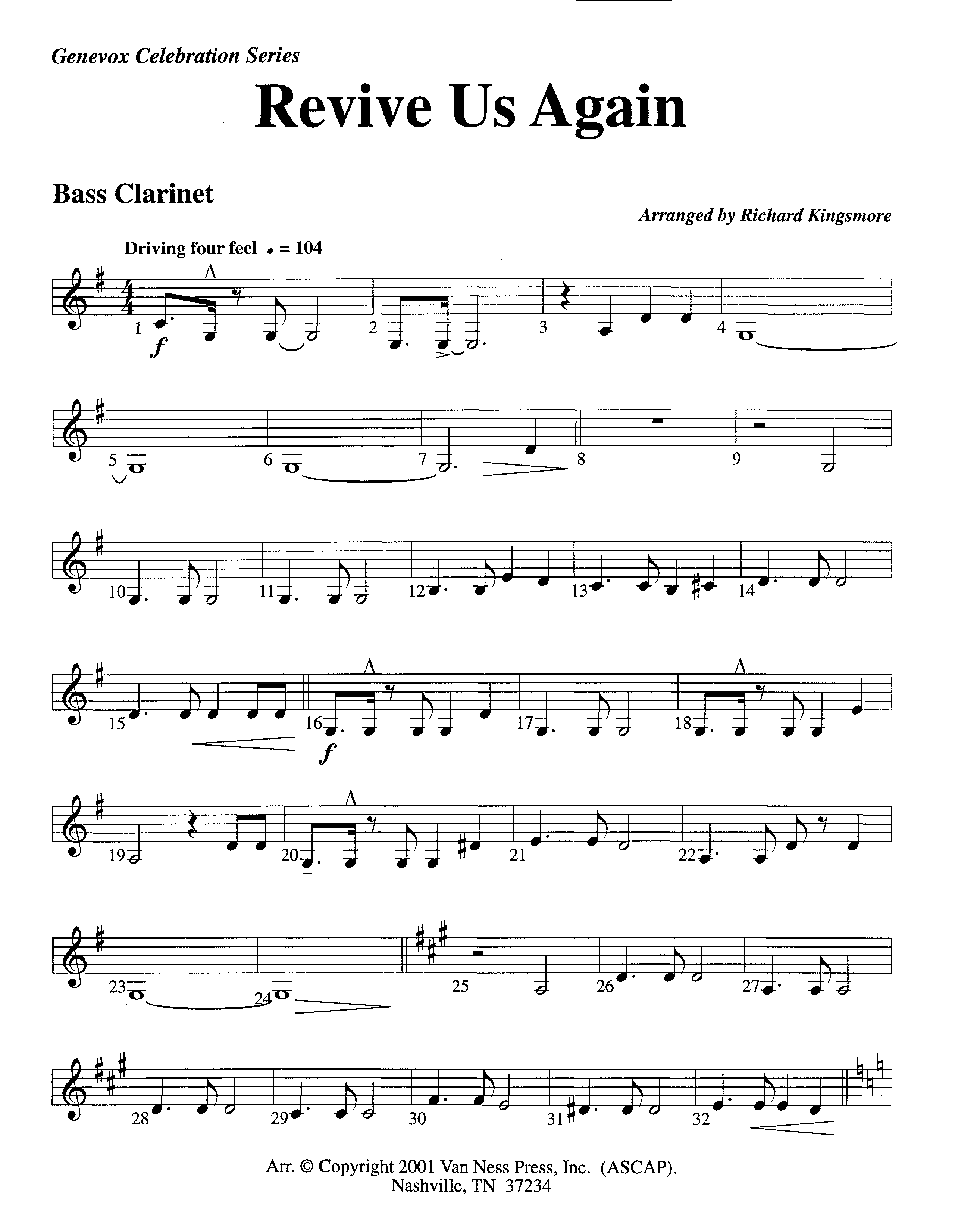 Revive Us Again (Instrumental) Bass Clarinet (Lifeway Worship / Arr. Richard Kingsmore)