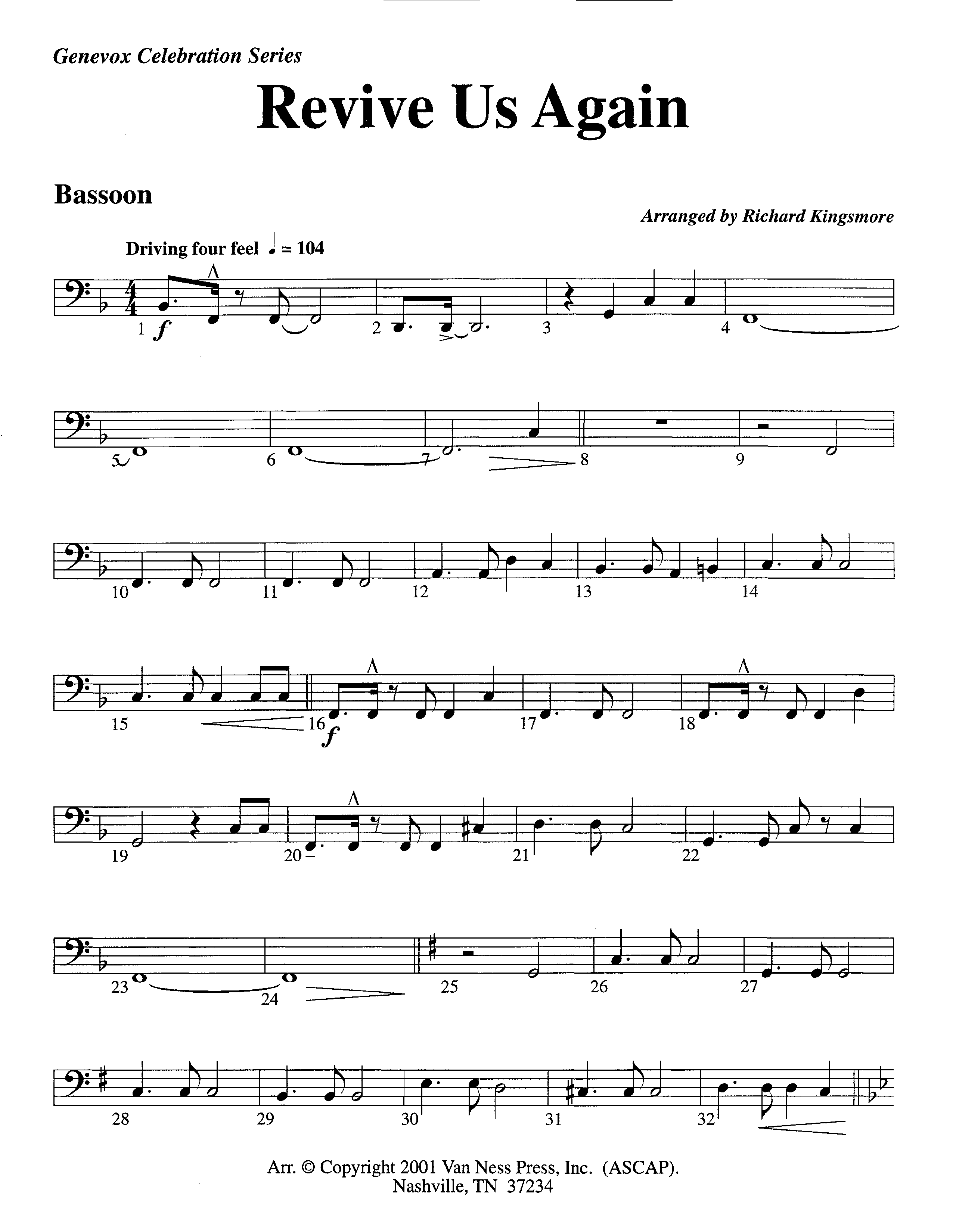 Revive Us Again (Instrumental) Bassoon (Lifeway Worship / Arr. Richard Kingsmore)