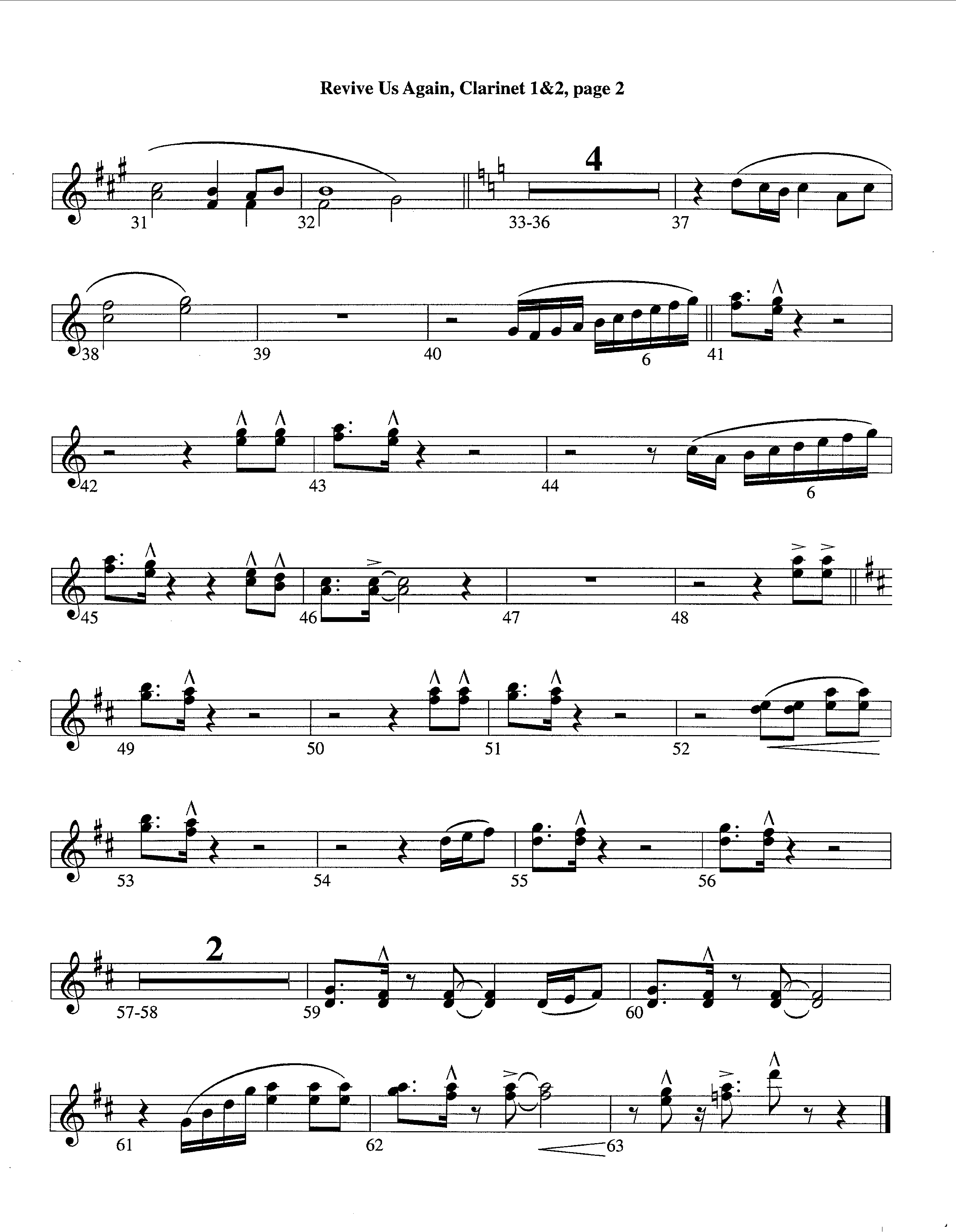 Revive Us Again (Instrumental) Clarinet 1/2 (Lifeway Worship / Arr. Richard Kingsmore)