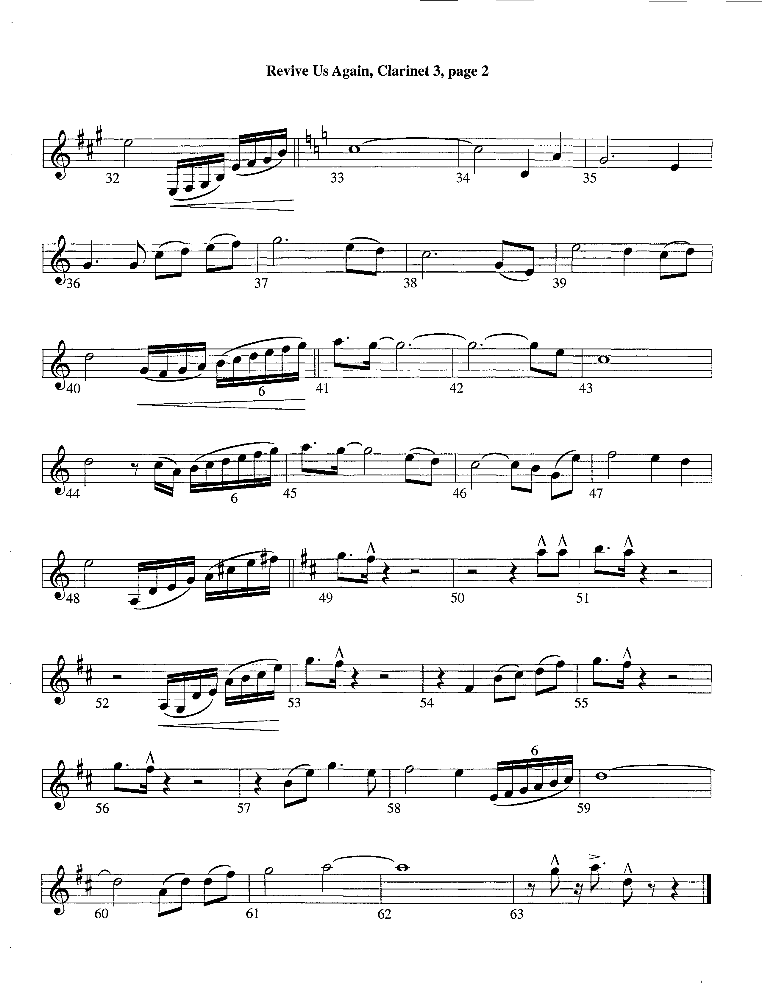 Revive Us Again (Instrumental) Clarinet 3 (Lifeway Worship / Arr. Richard Kingsmore)