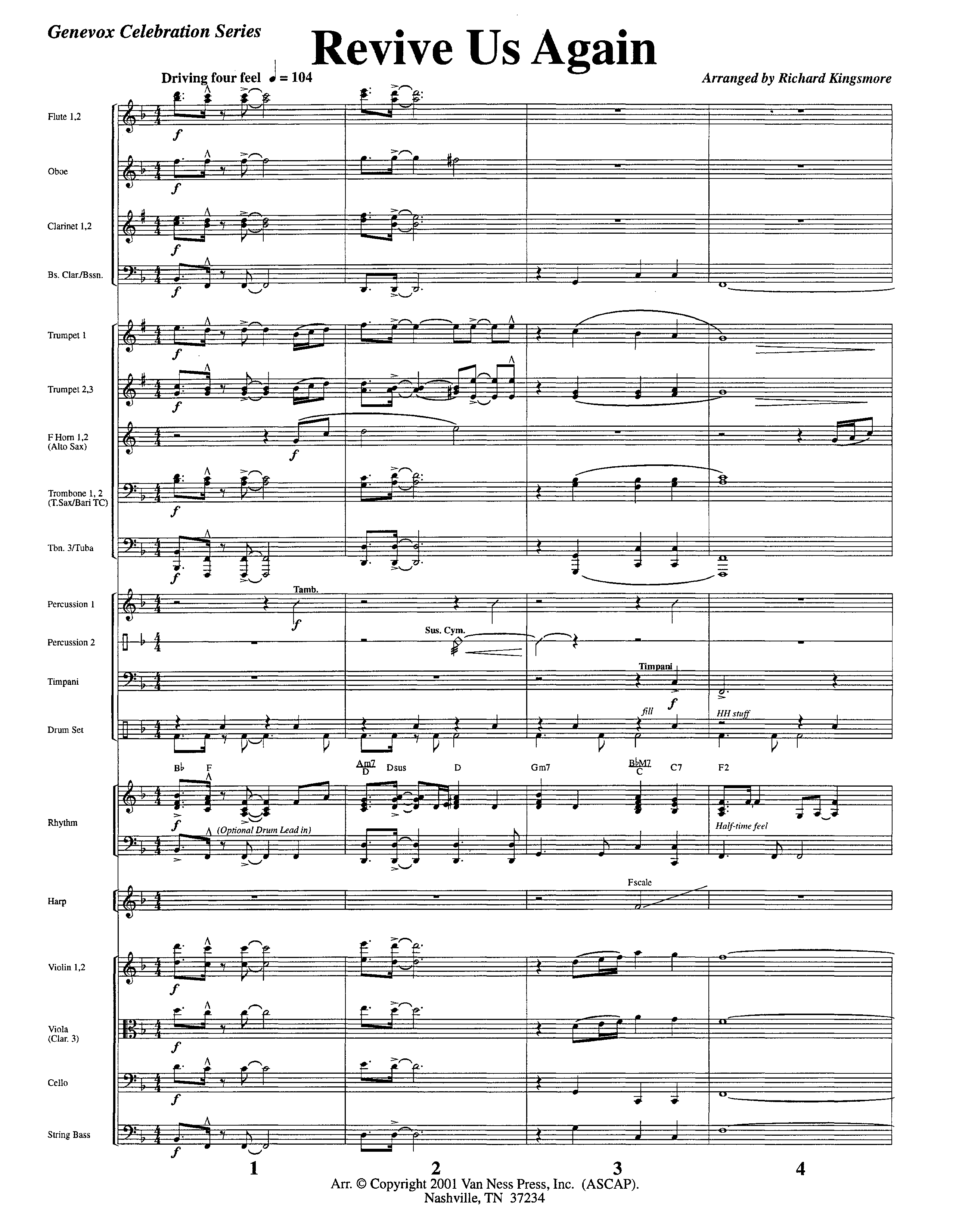 Revive Us Again (Instrumental) Conductor's Score (Lifeway Worship / Arr. Richard Kingsmore)