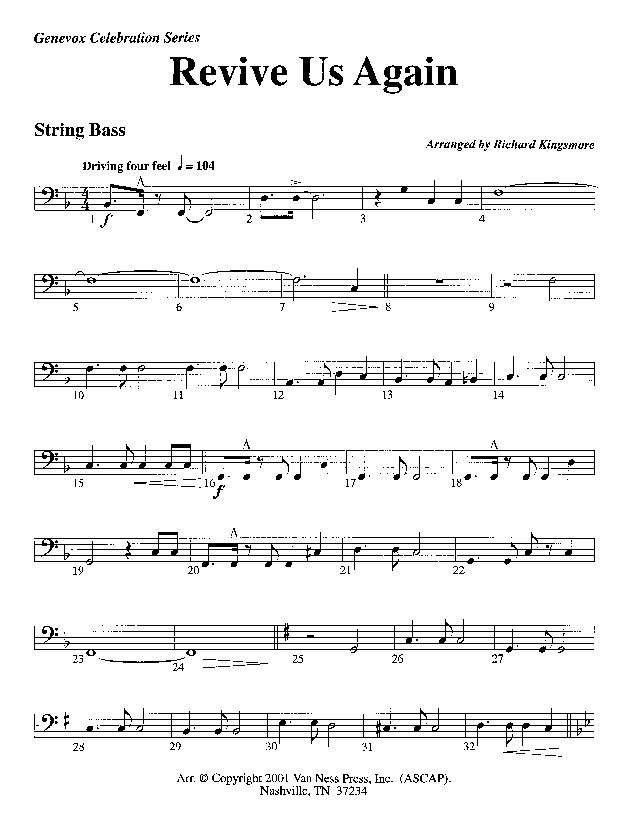 Revive Us Again (Instrumental) Double Bass (Lifeway Worship / Arr. Richard Kingsmore)