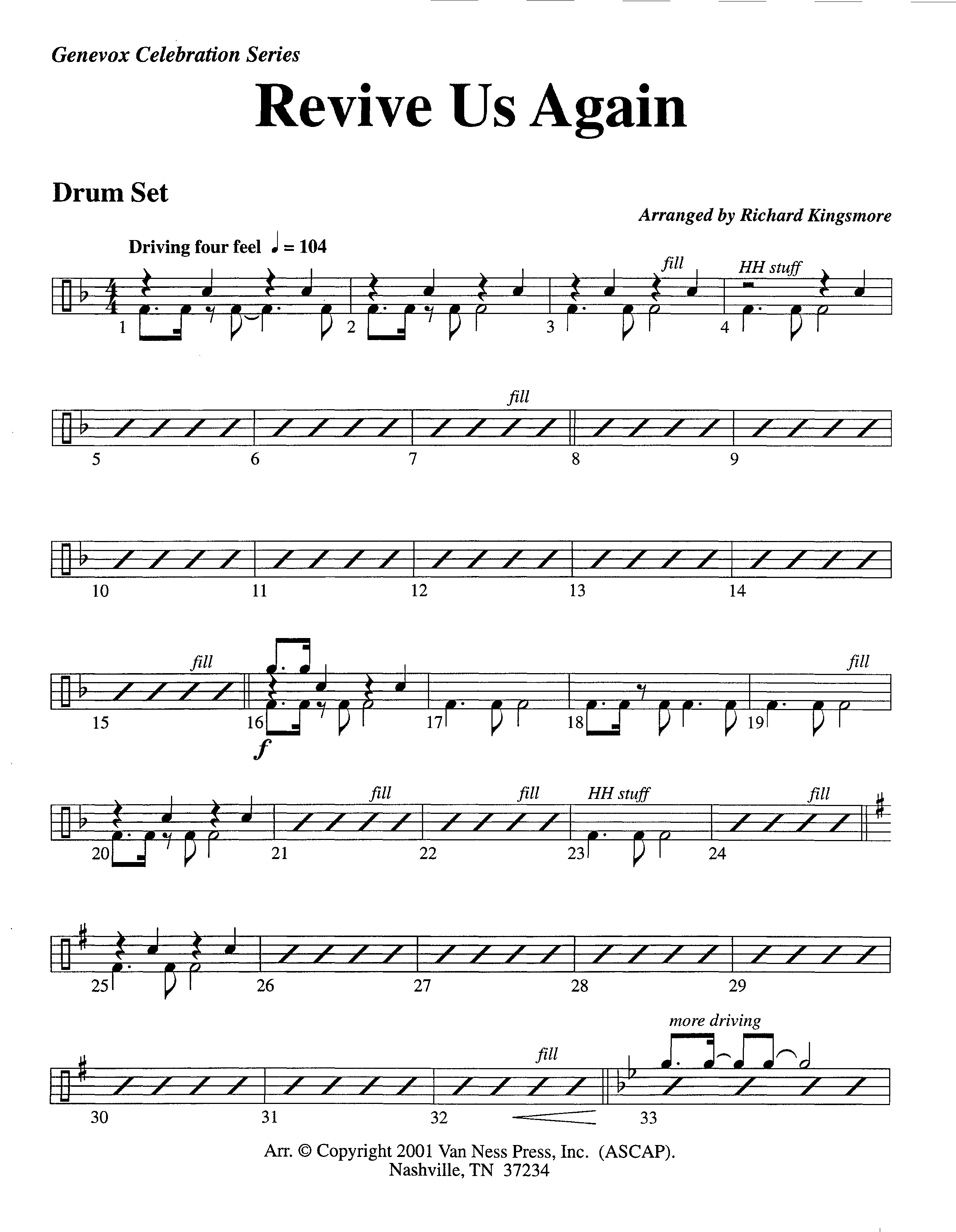 Revive Us Again (Instrumental) Drum Set (Lifeway Worship / Arr. Richard Kingsmore)