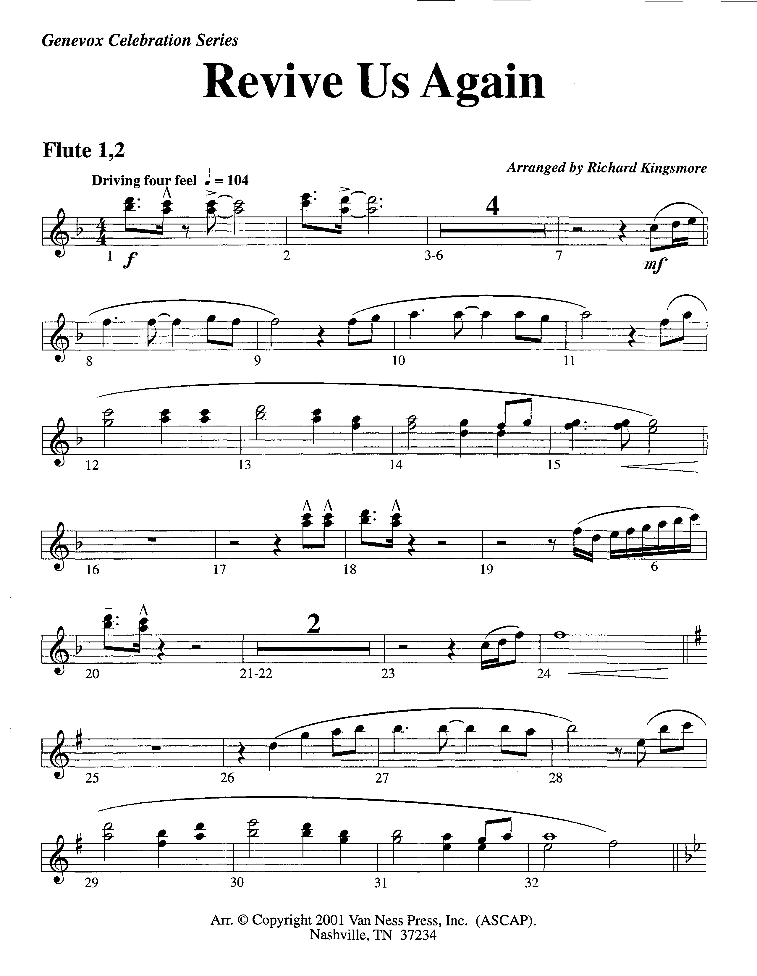 Revive Us Again (Instrumental) Flute 1/2 (Lifeway Worship / Arr. Richard Kingsmore)
