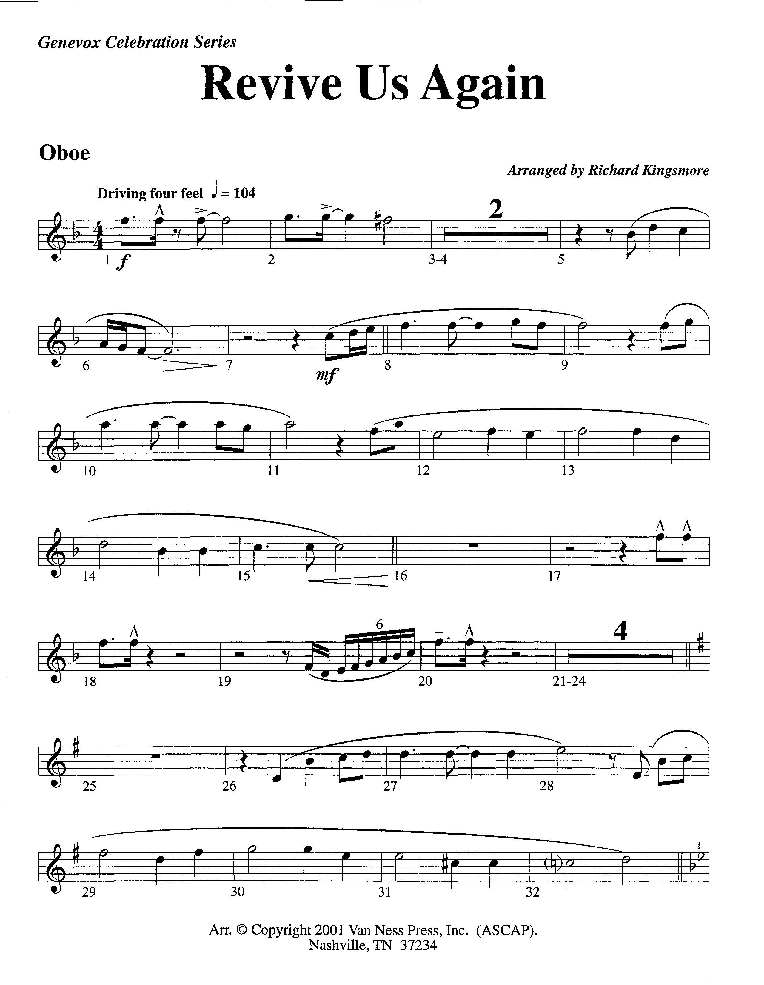 Revive Us Again (Instrumental) Oboe (Lifeway Worship / Arr. Richard Kingsmore)