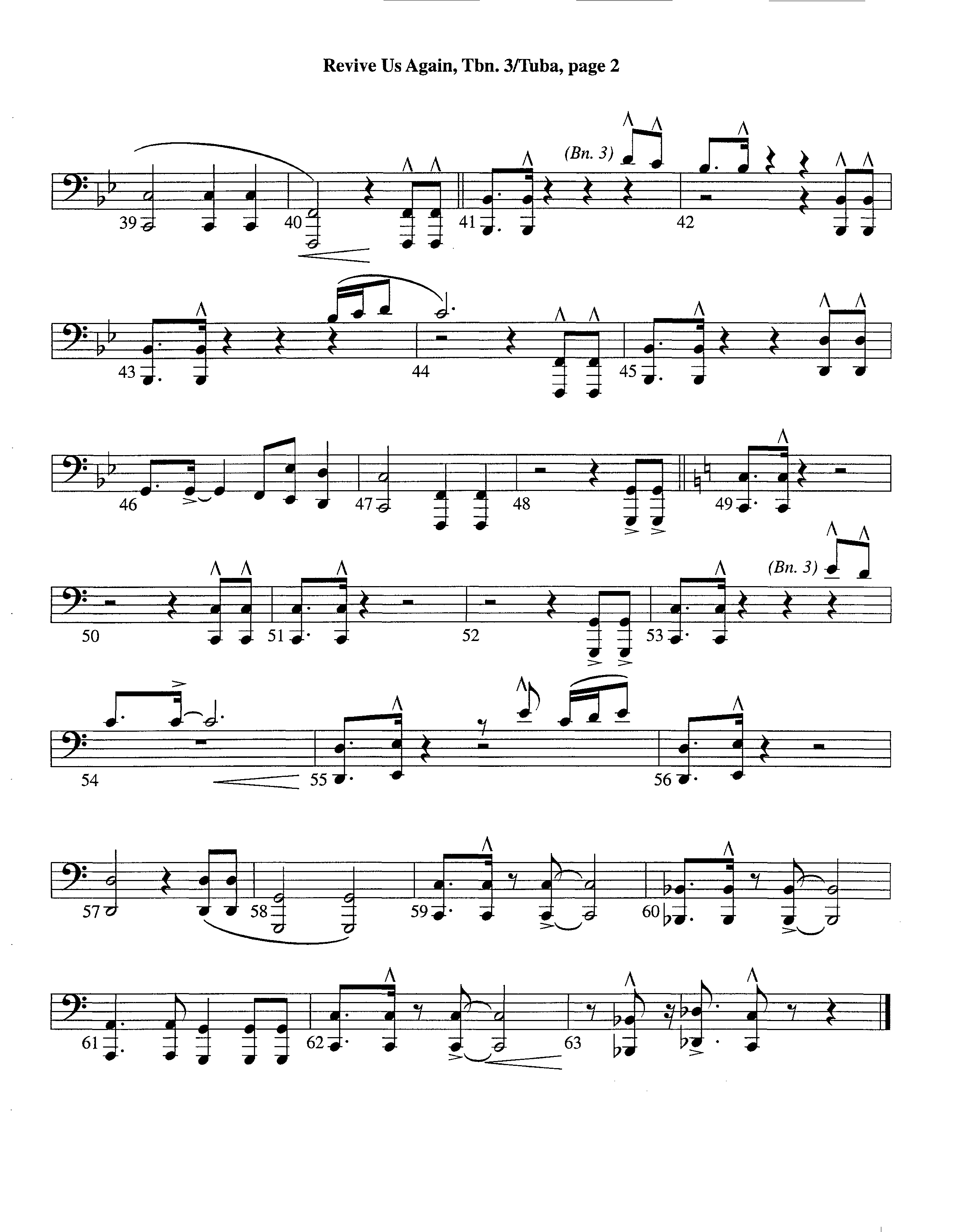 Revive Us Again (Instrumental) Trombone 3/Tuba (Lifeway Worship / Arr. Richard Kingsmore)