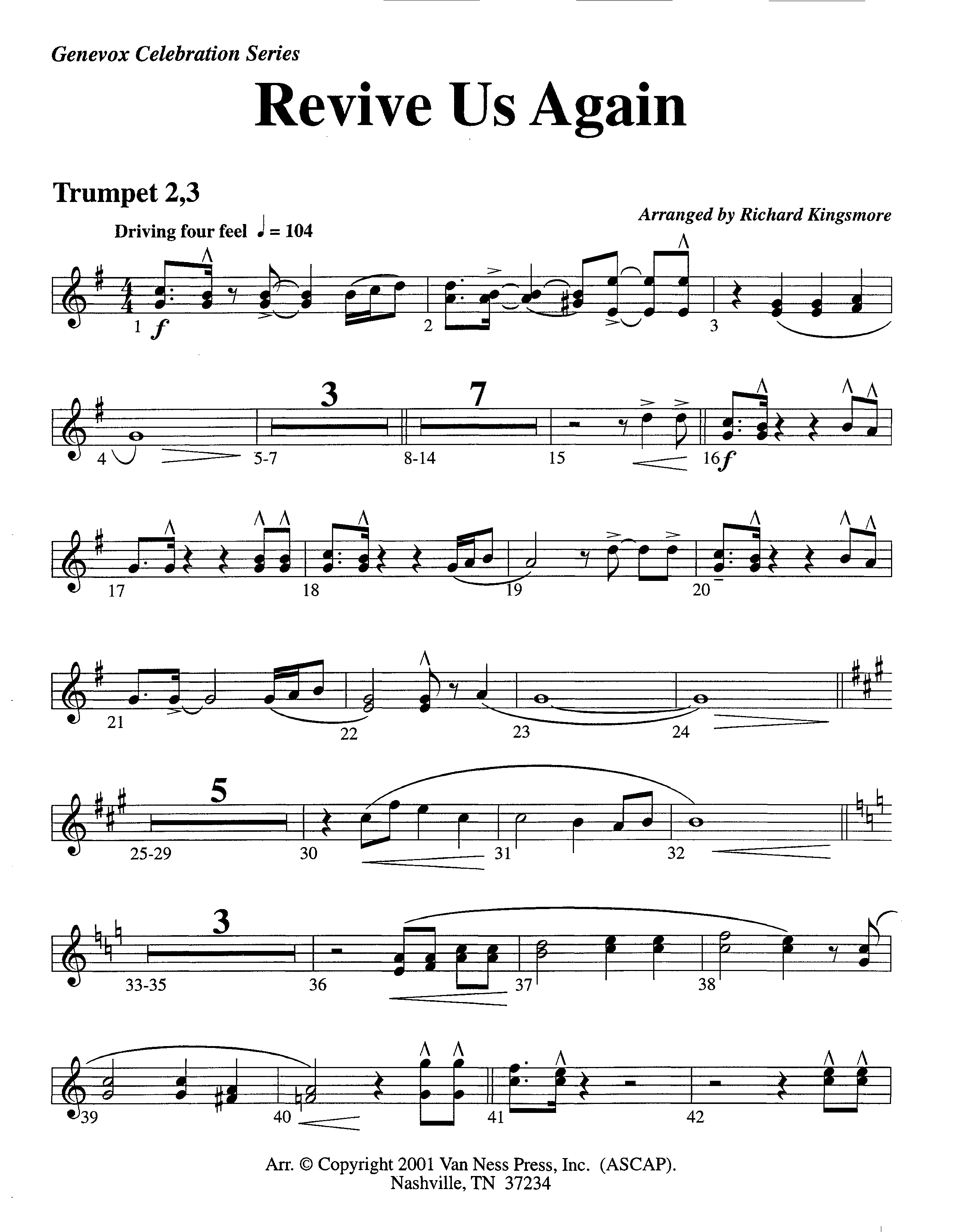 Revive Us Again (Instrumental) Trumpet 2/3 (Lifeway Worship / Arr. Richard Kingsmore)