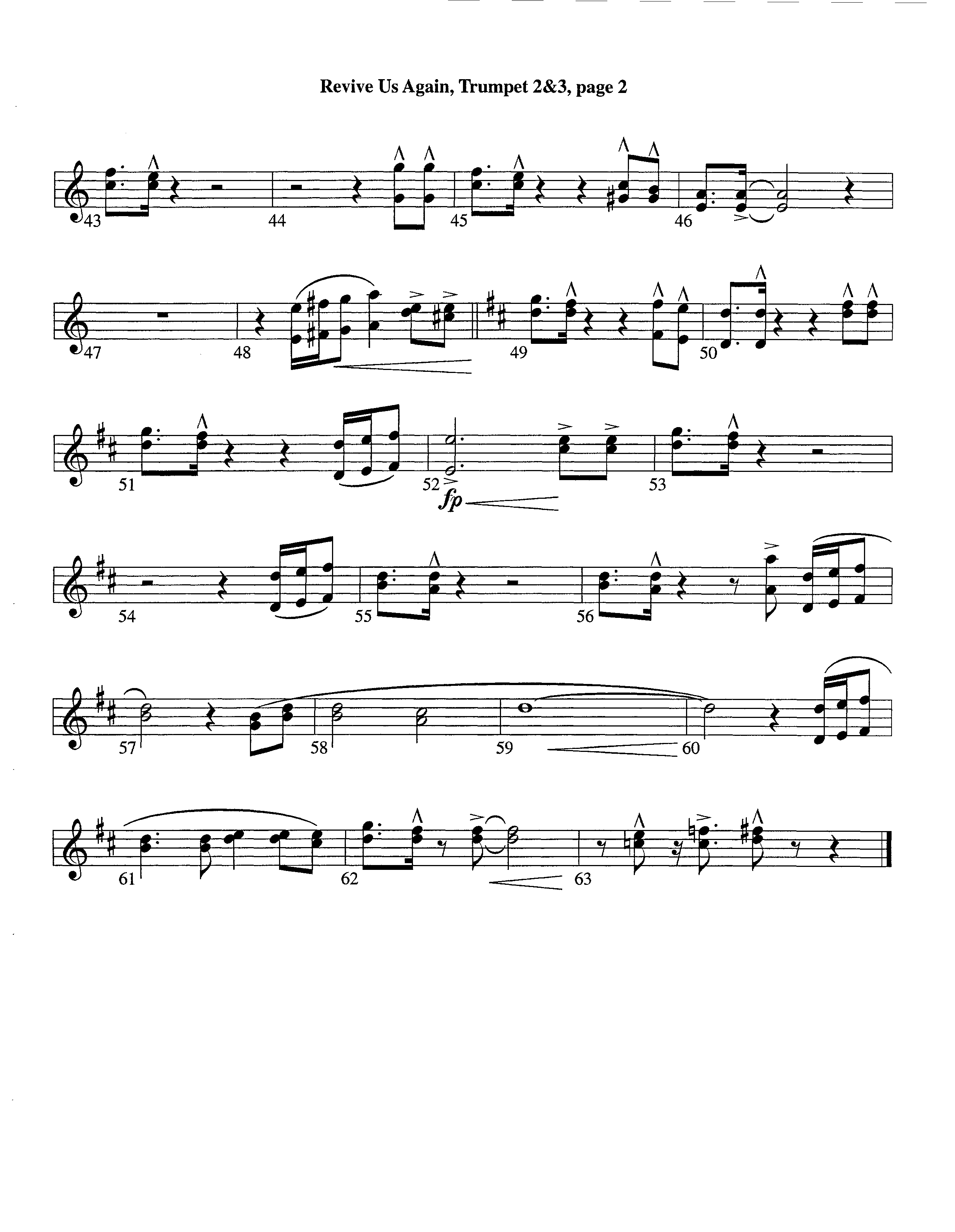 Revive Us Again (Instrumental) Trumpet 2/3 (Lifeway Worship / Arr. Richard Kingsmore)