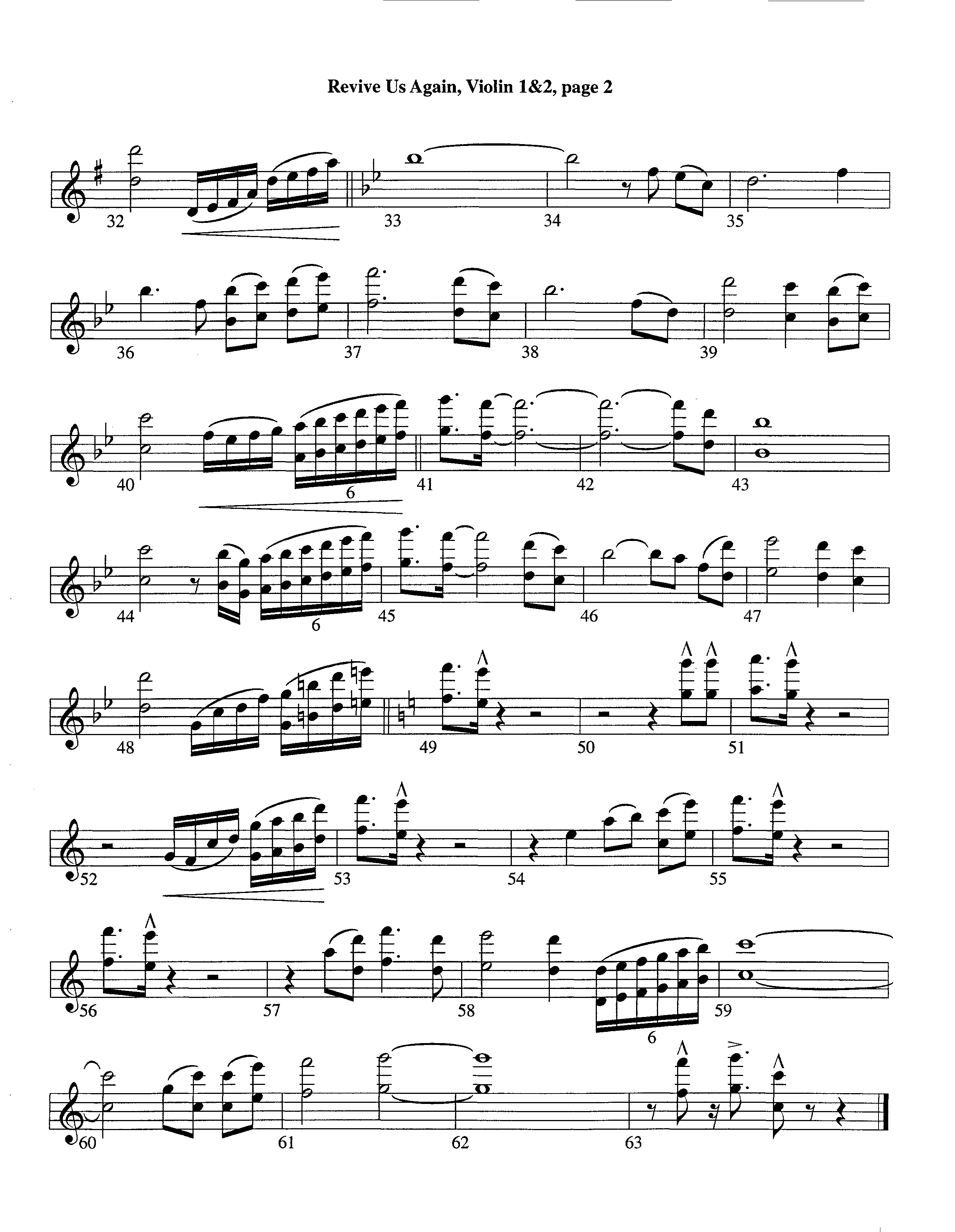 Revive Us Again (Instrumental) Violin 1/2 (Lifeway Worship / Arr. Richard Kingsmore)