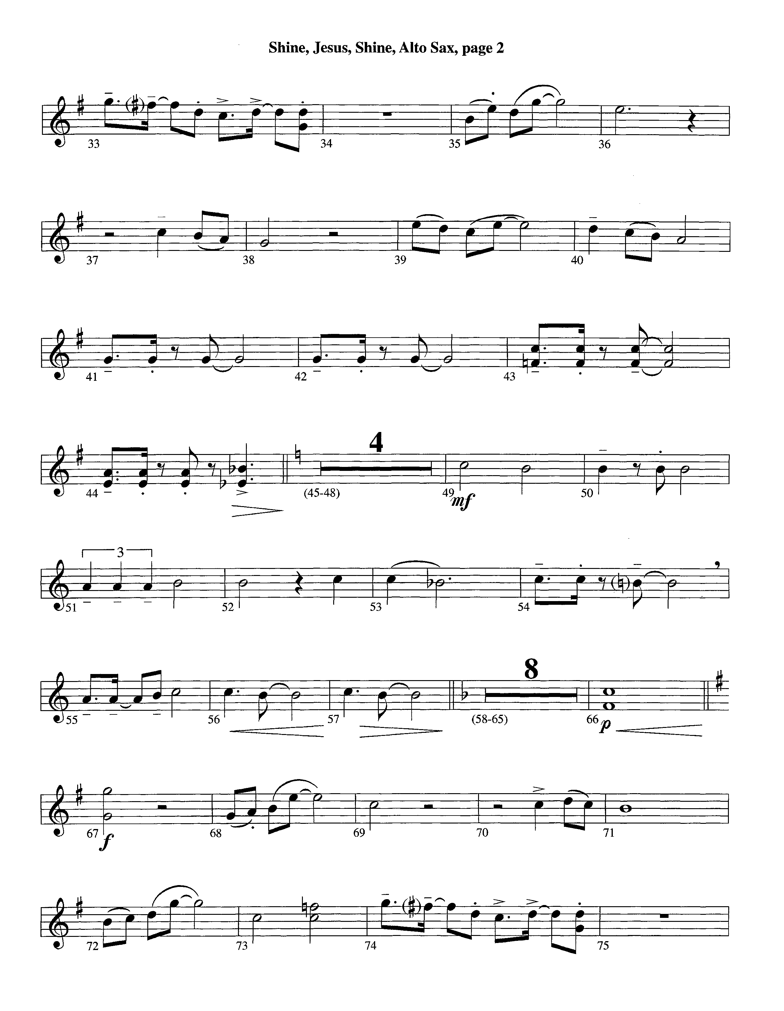 Shine Jesus Shine (Instrumental) Alto Sax (Lifeway Worship / Arr. Steve Dunn)