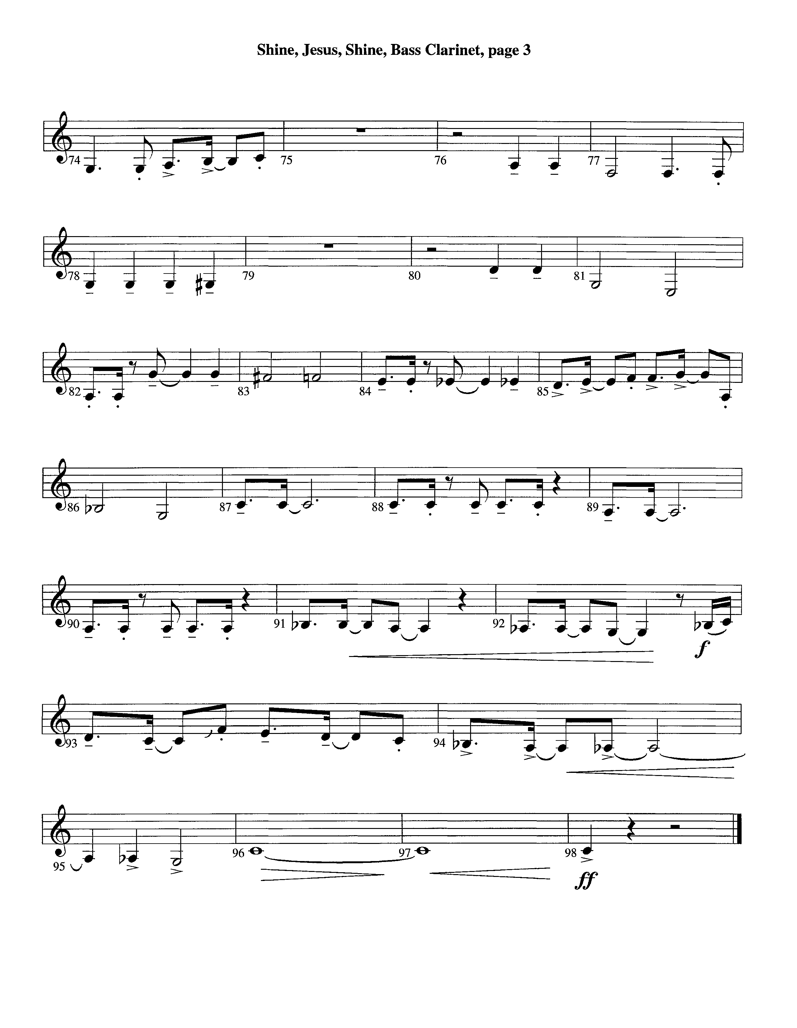 Shine Jesus Shine (Instrumental) Bass Clarinet (Lifeway Worship / Arr. Steve Dunn)