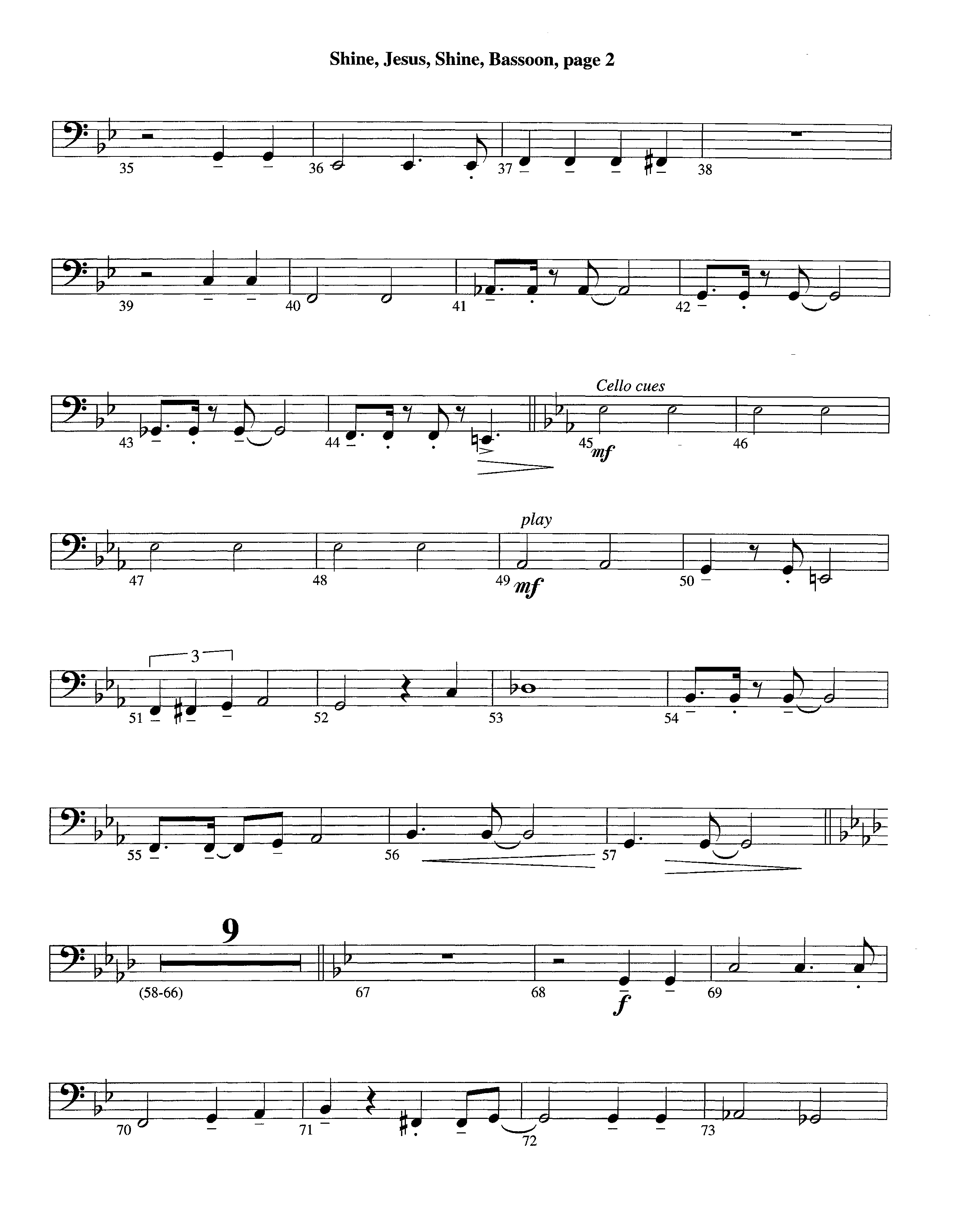 Shine Jesus Shine (Instrumental) Bassoon (Lifeway Worship / Arr. Steve Dunn)