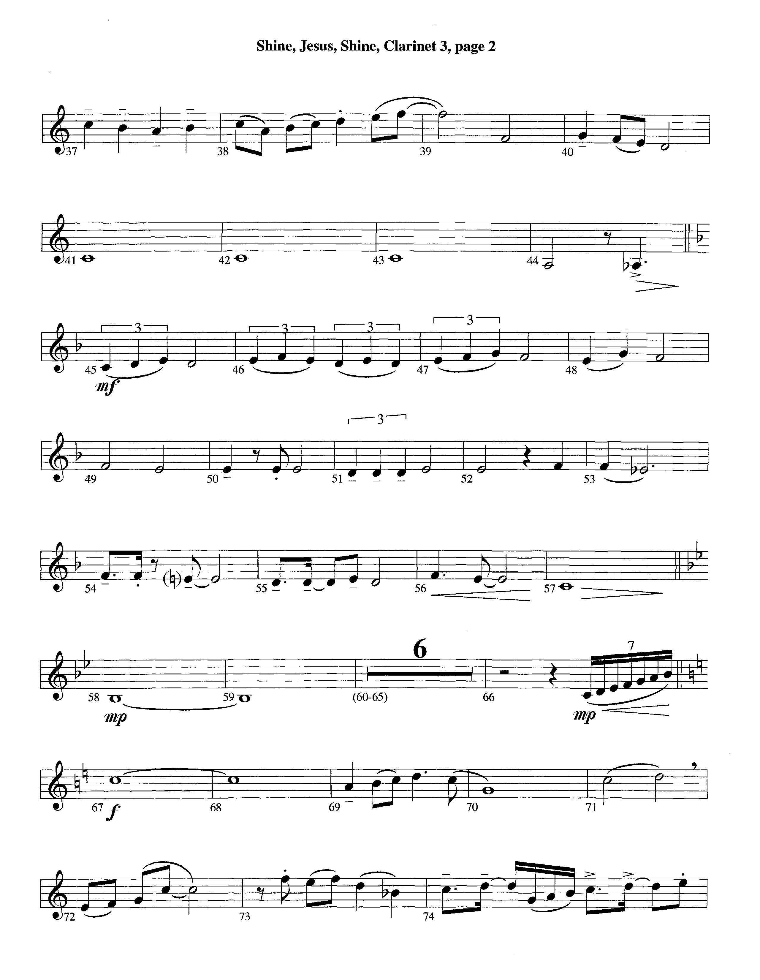 Shine Jesus Shine (Instrumental) Clarinet 3 (Lifeway Worship / Arr. Steve Dunn)