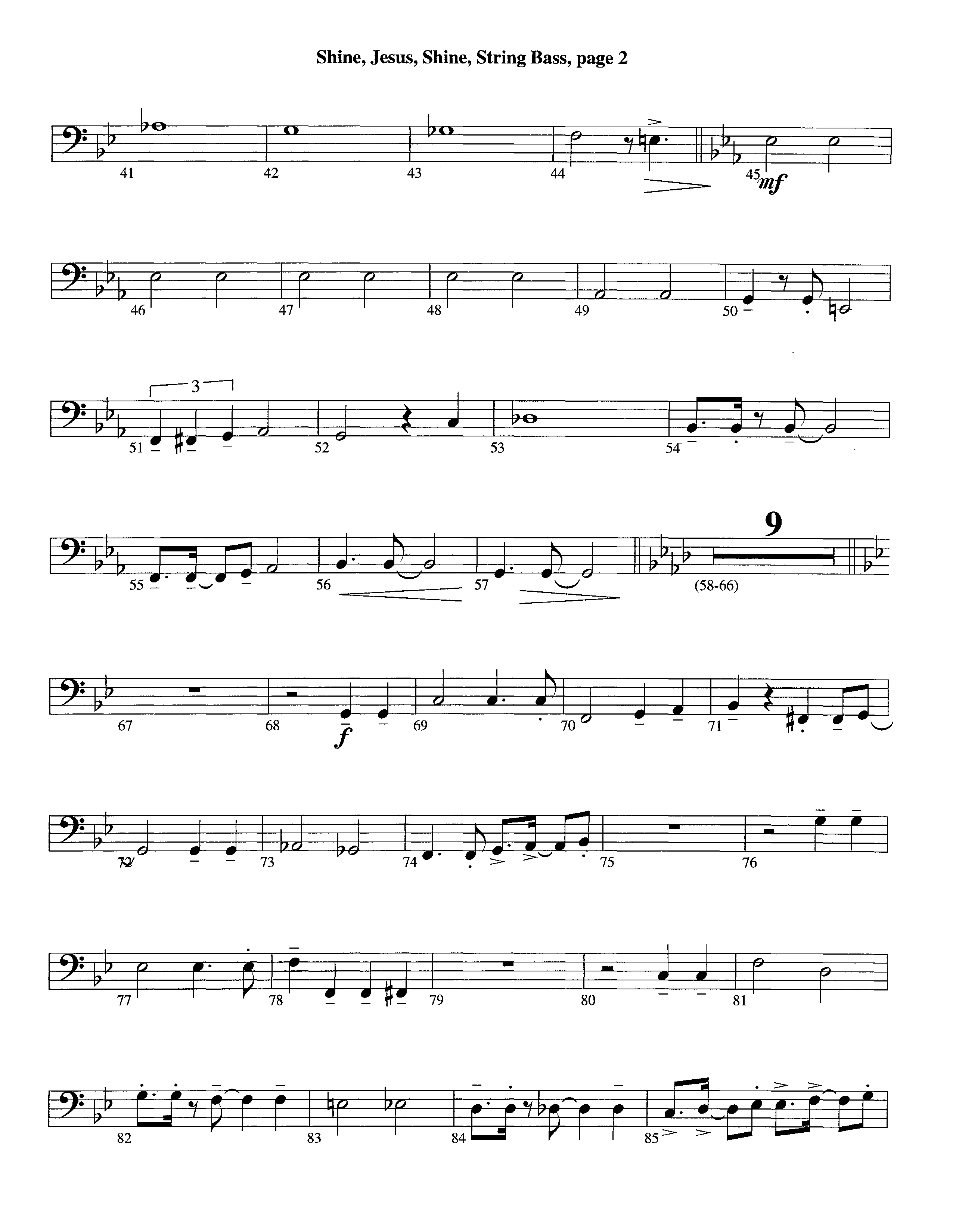 Shine Jesus Shine (Instrumental) Double Bass (Lifeway Worship / Arr. Steve Dunn)