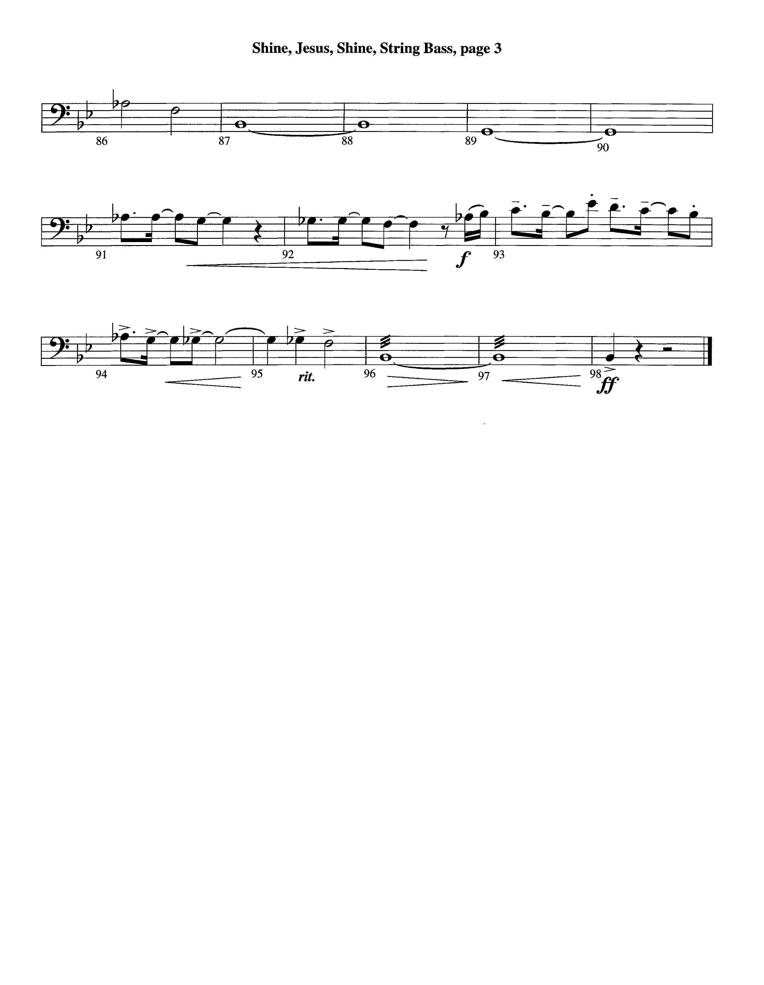 Shine Jesus Shine (Instrumental) Double Bass (Lifeway Worship / Arr. Steve Dunn)