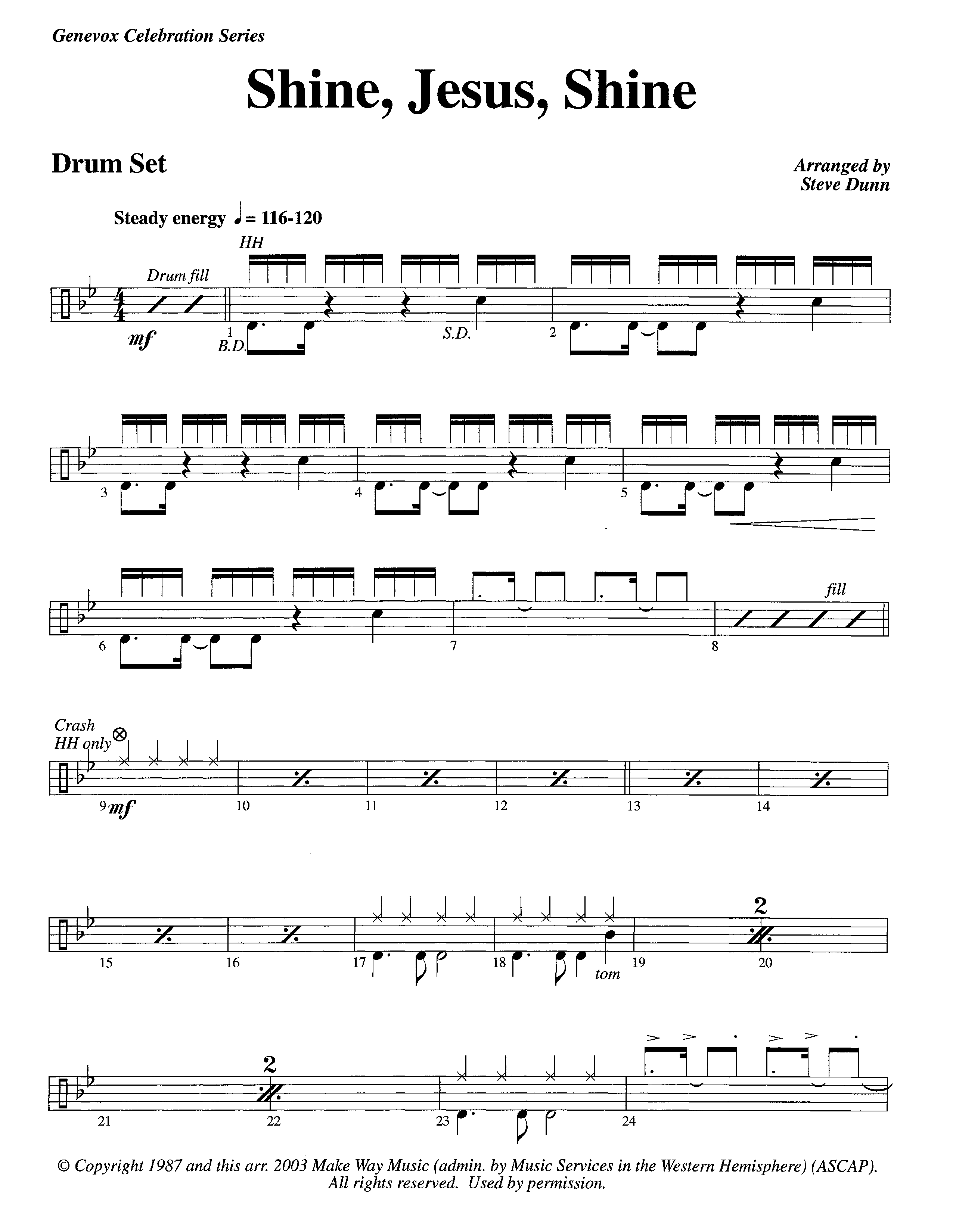 Shine Jesus Shine (Instrumental) Drum Set (Lifeway Worship / Arr. Steve Dunn)