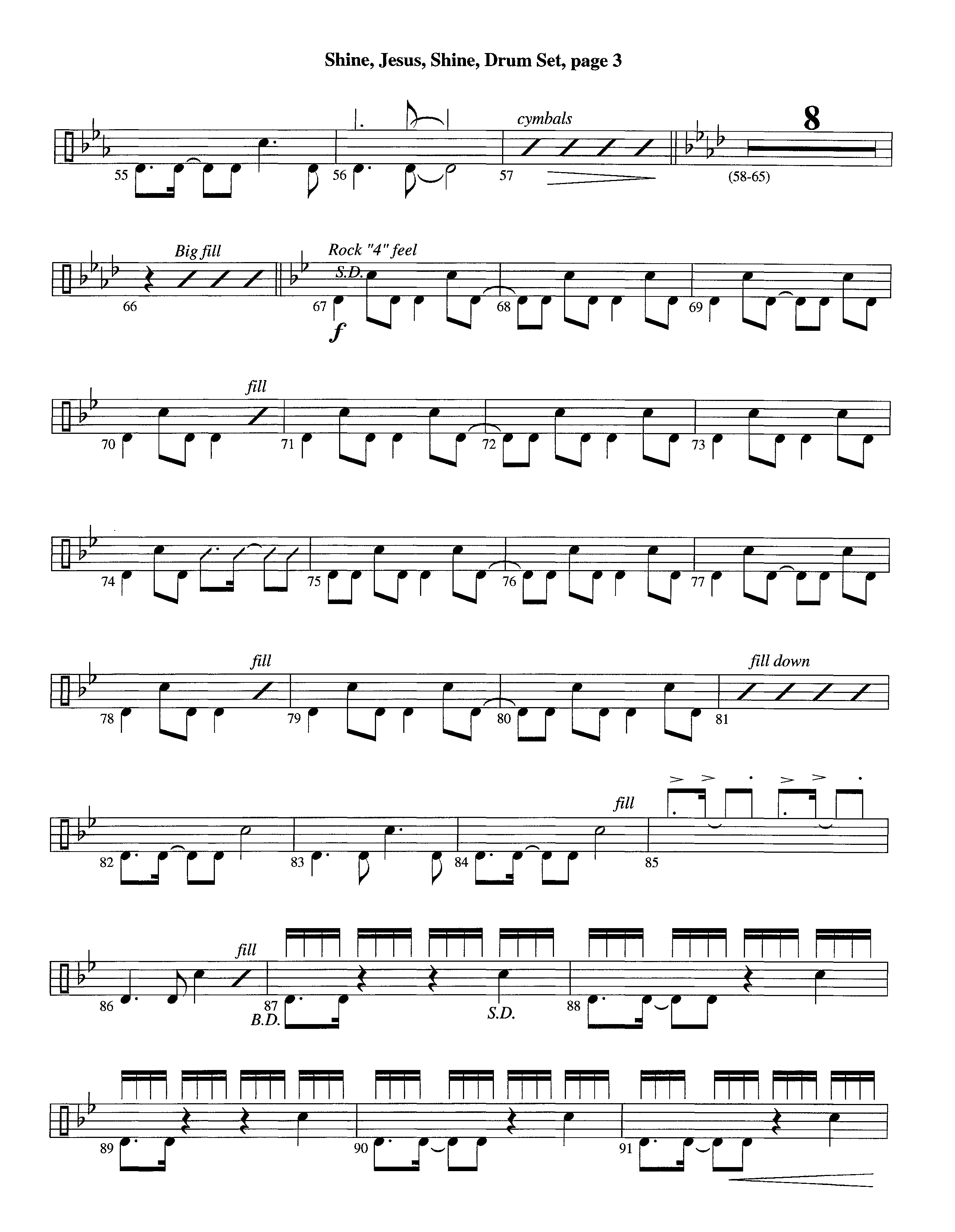 Shine Jesus Shine (Instrumental) Drum Set (Lifeway Worship / Arr. Steve Dunn)