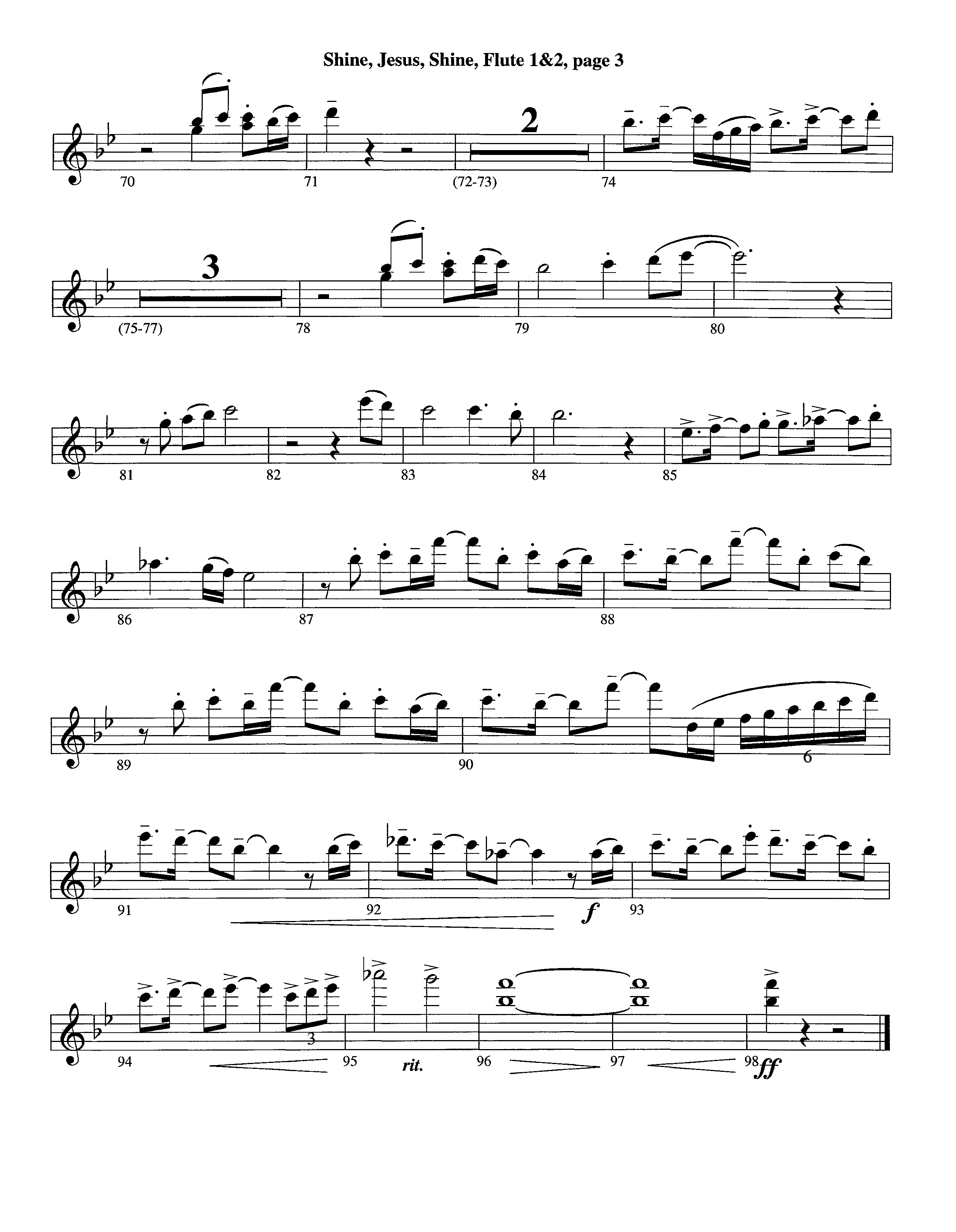 Shine Jesus Shine (Instrumental) Flute 1/2 (Lifeway Worship / Arr. Steve Dunn)