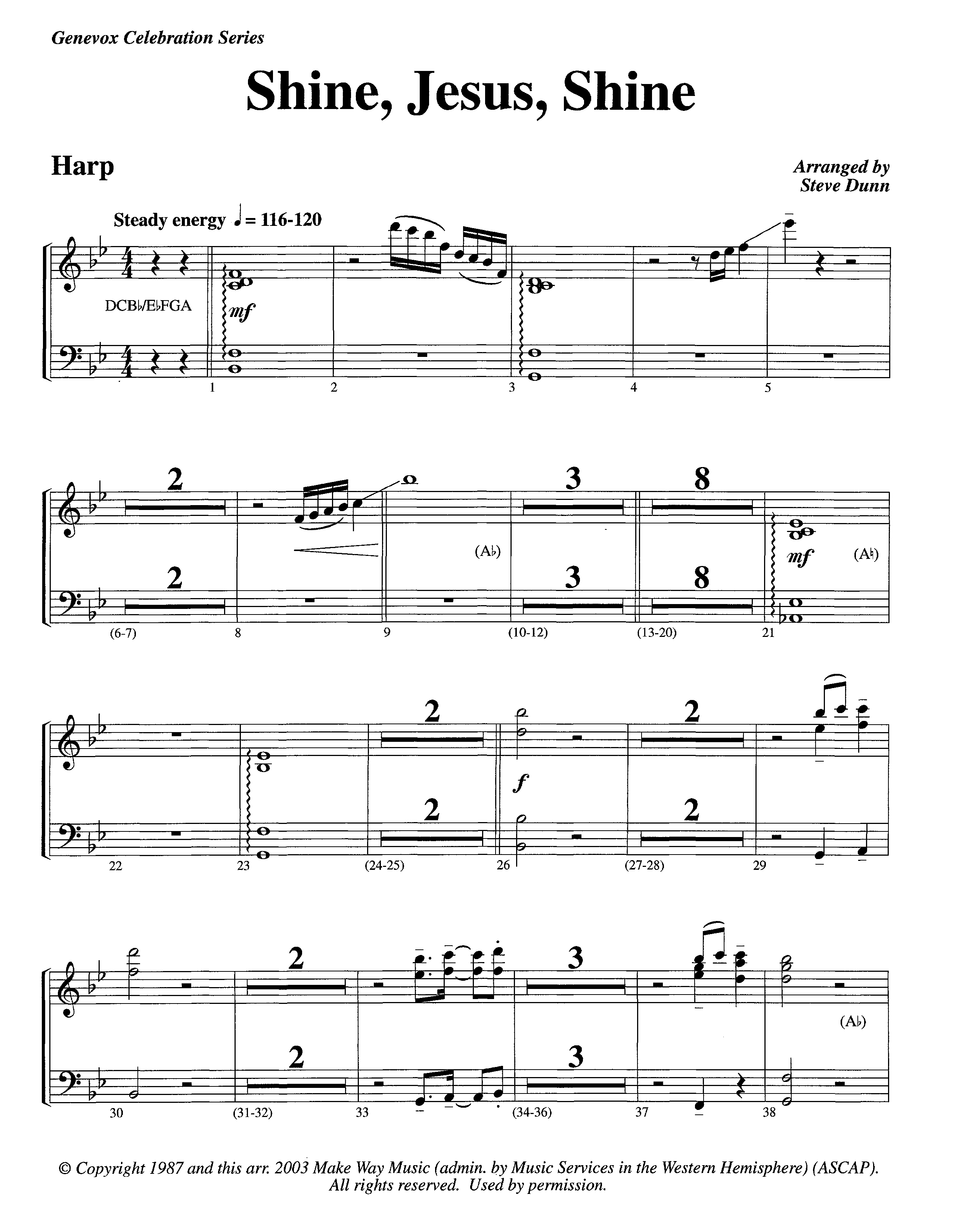 Shine Jesus Shine (Instrumental) Harp (Lifeway Worship / Arr. Steve Dunn)