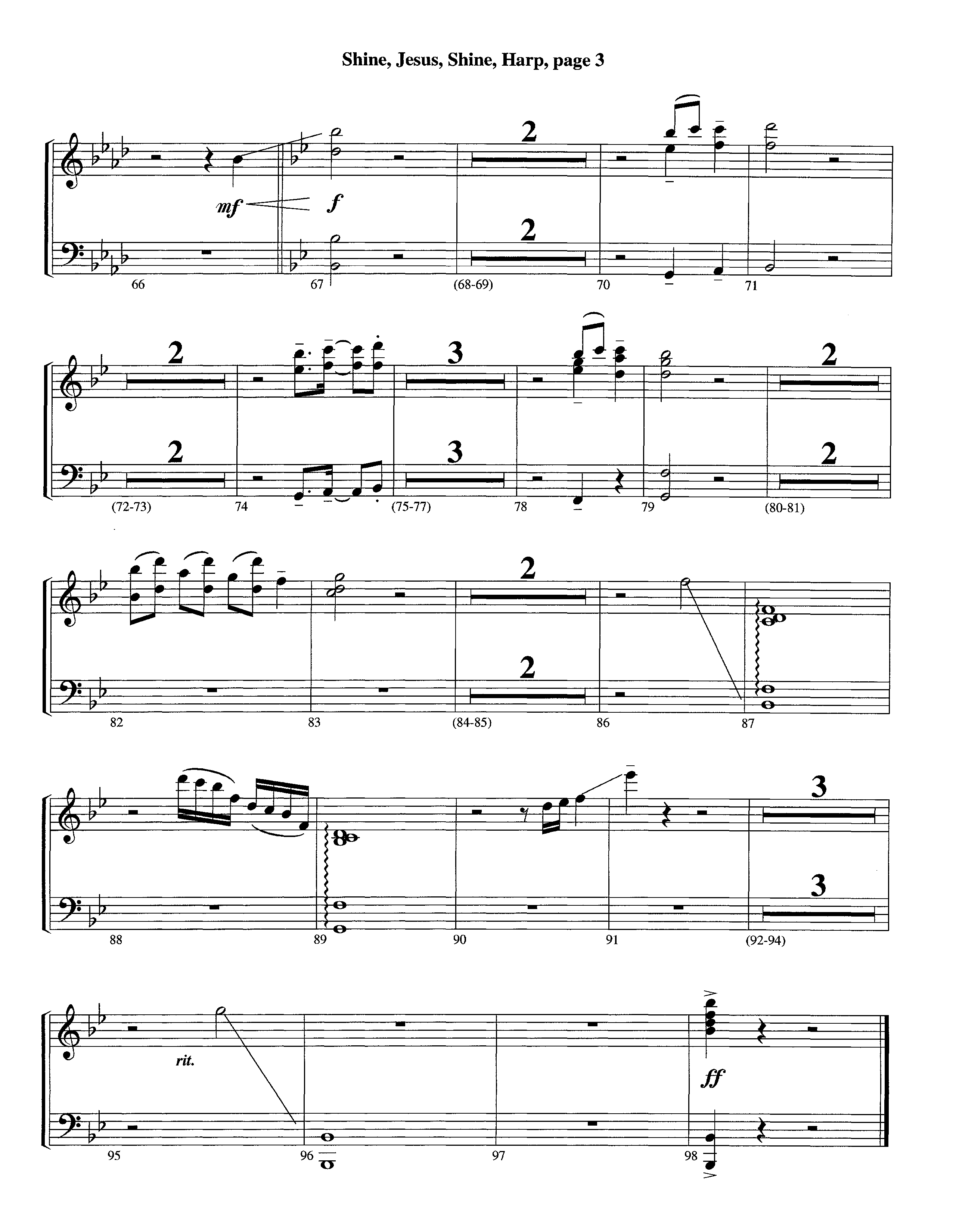 Shine Jesus Shine (Instrumental) Harp (Lifeway Worship / Arr. Steve Dunn)