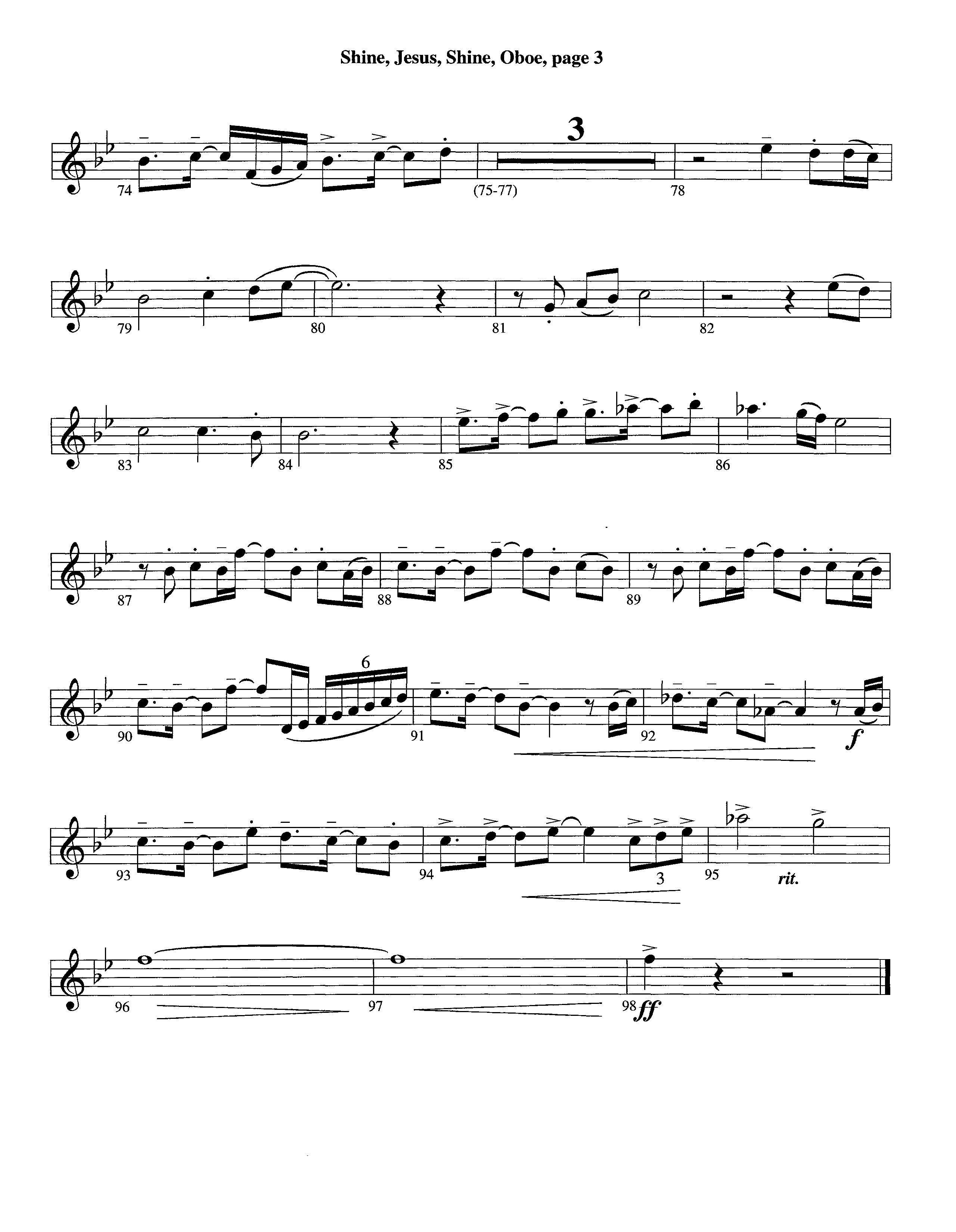 Shine Jesus Shine (Instrumental) Oboe (Lifeway Worship / Arr. Steve Dunn)