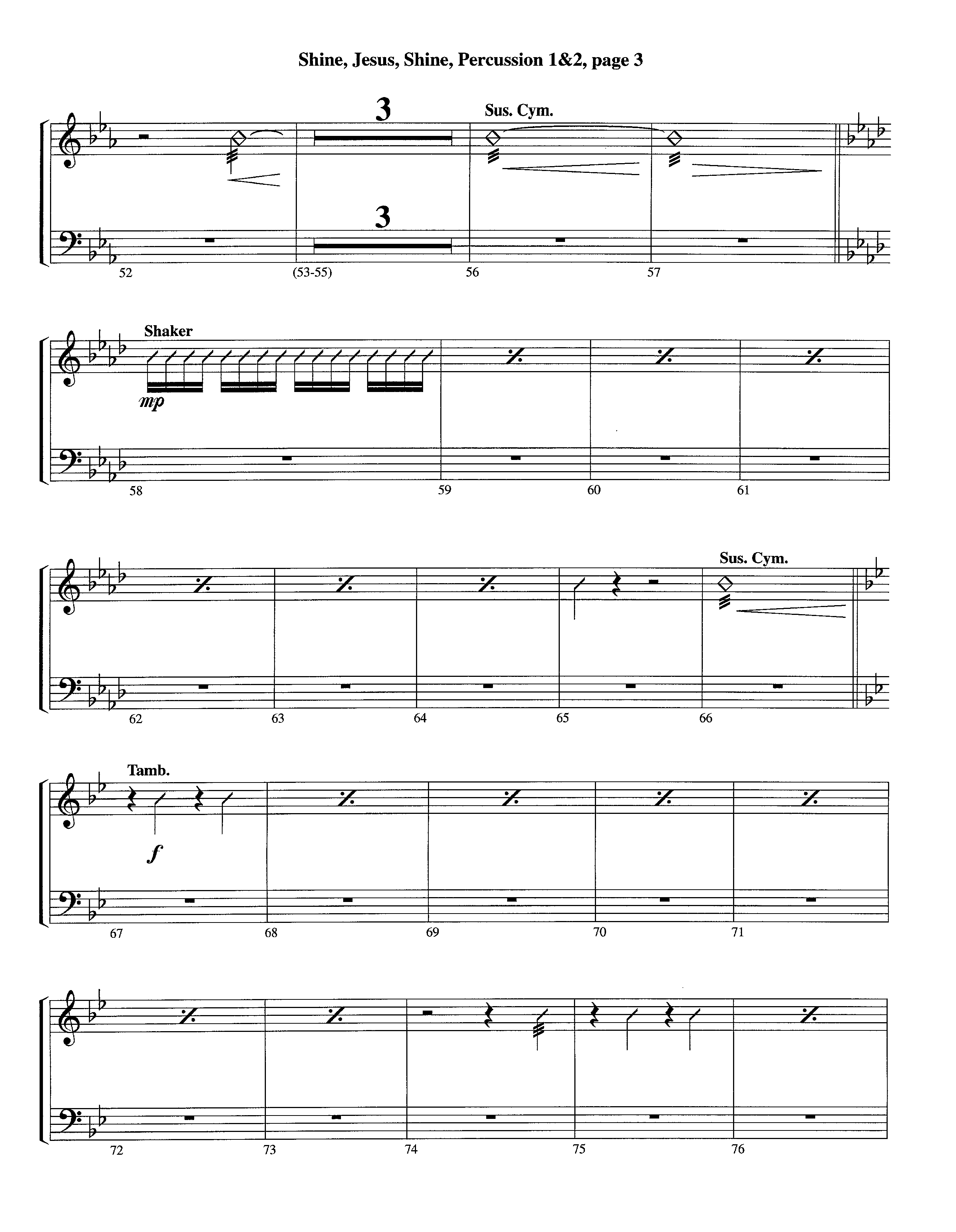 Shine Jesus Shine (Instrumental) Percussion 1/2 (Lifeway Worship / Arr. Steve Dunn)