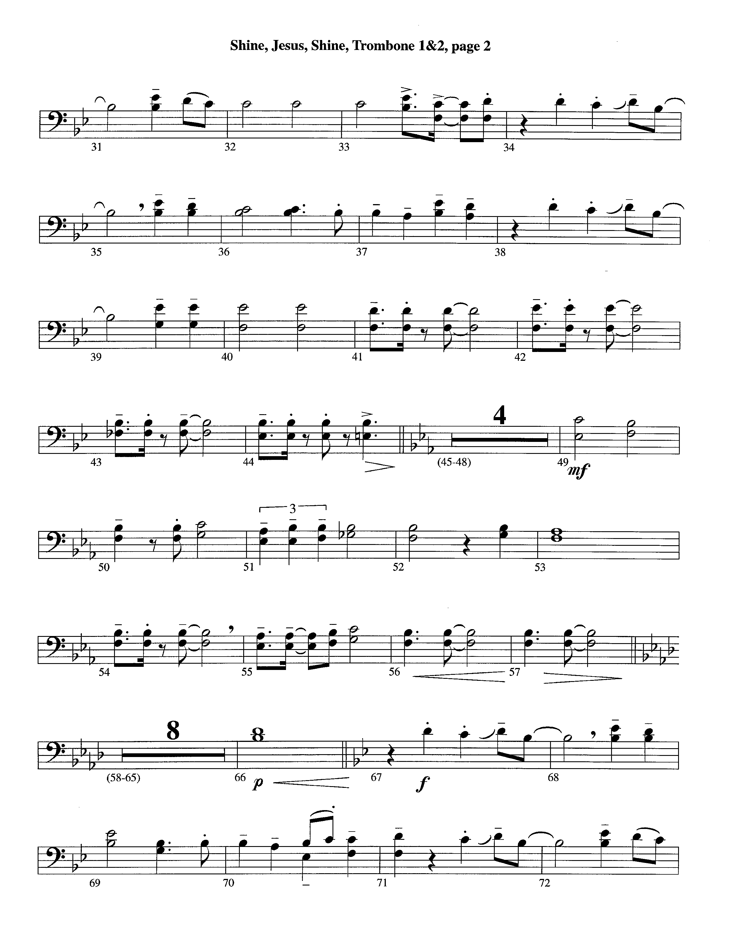 Shine Jesus Shine (Instrumental) Trombone 1/2 (Lifeway Worship / Arr. Steve Dunn)