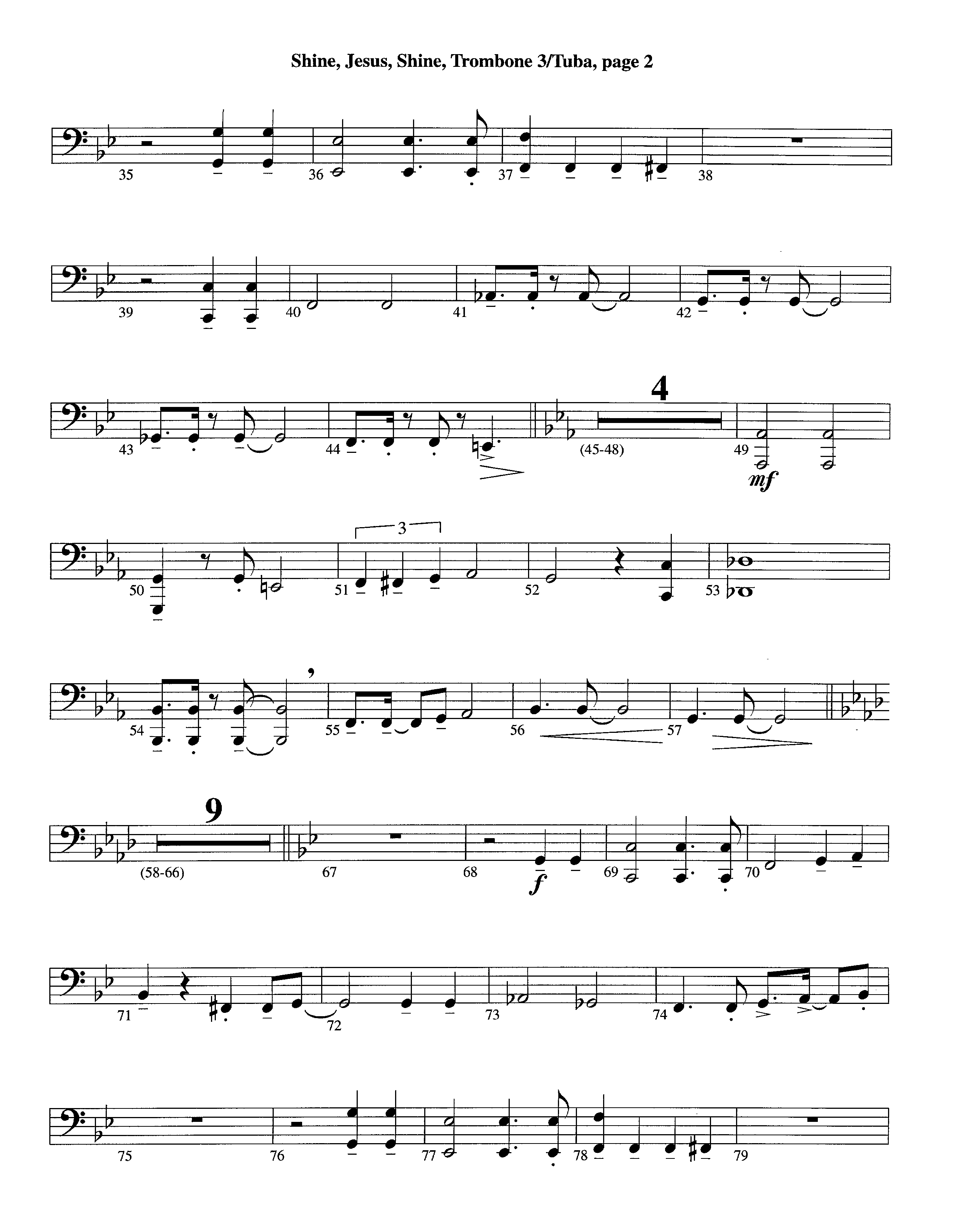 Shine Jesus Shine (Instrumental) Trombone 3/Tuba (Lifeway Worship / Arr. Steve Dunn)