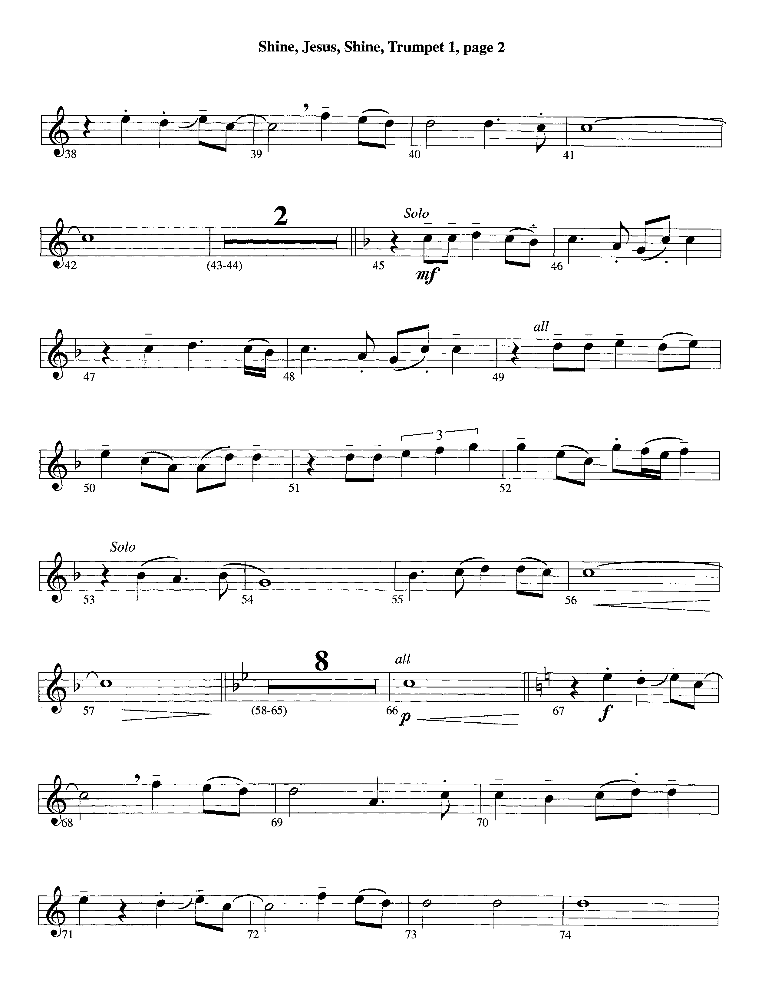 Shine Jesus Shine (Instrumental) Trumpet 1 (Lifeway Worship / Arr. Steve Dunn)