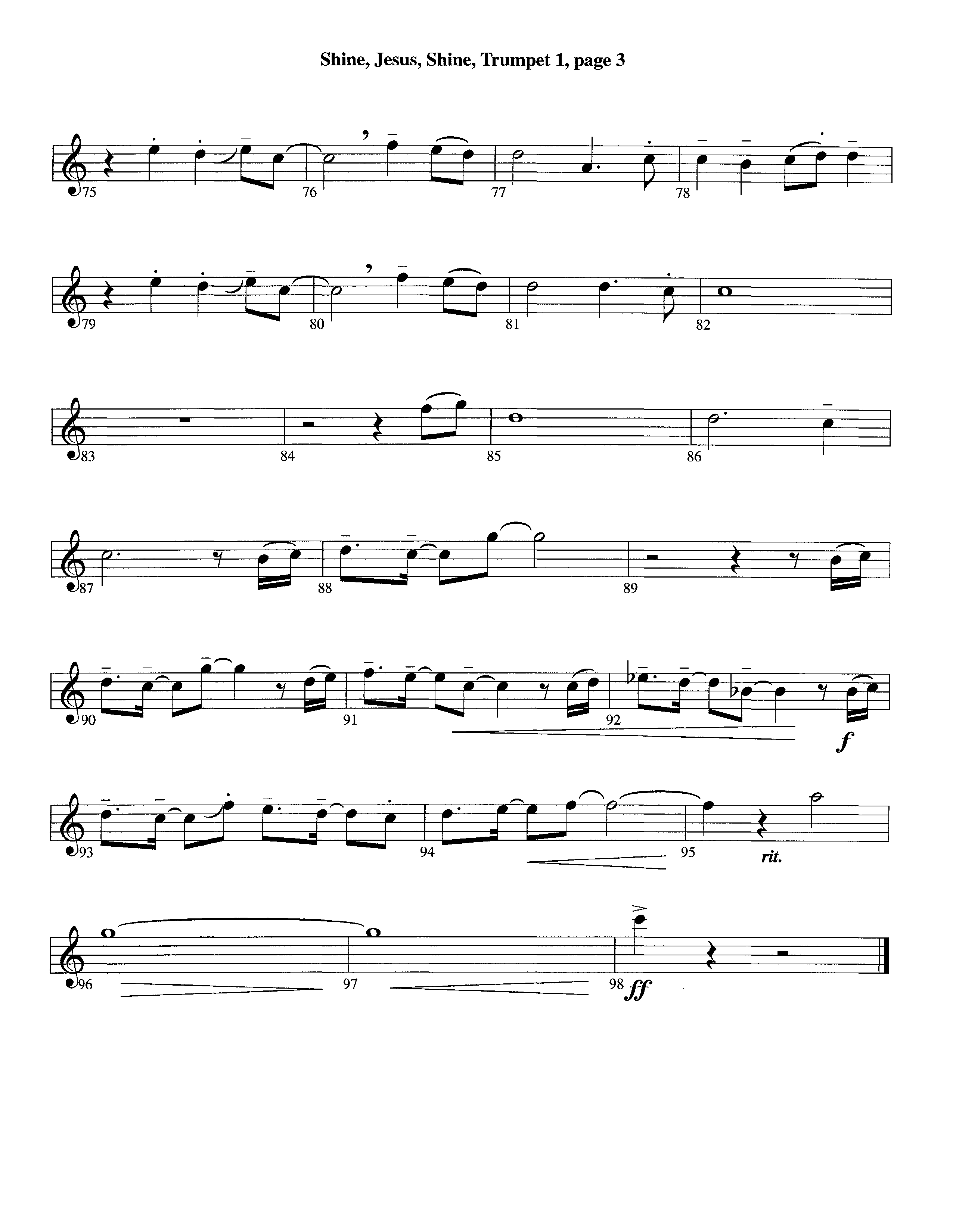 Shine Jesus Shine (Instrumental) Trumpet 1 (Lifeway Worship / Arr. Steve Dunn)