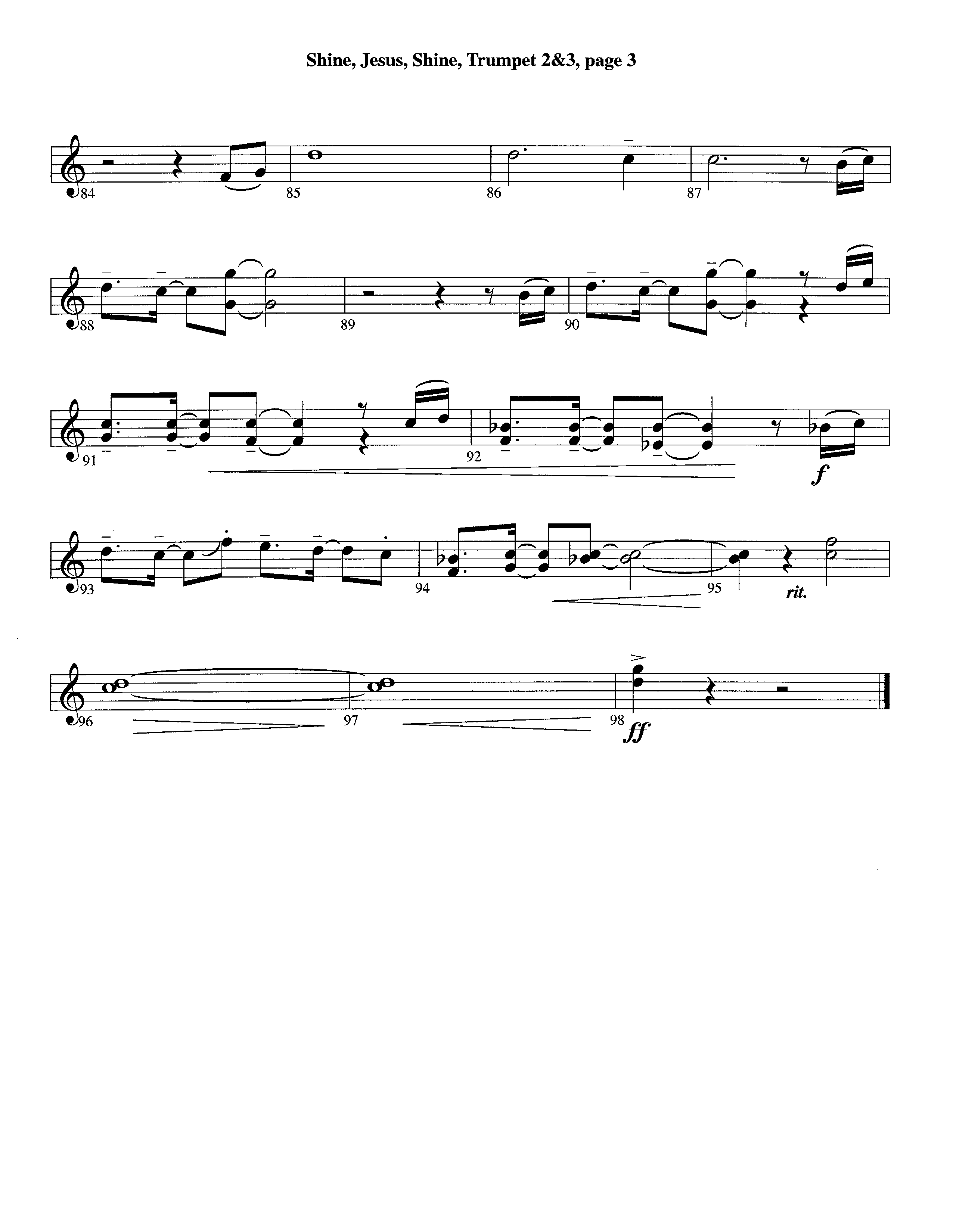 Shine Jesus Shine (Instrumental) Trumpet 2/3 (Lifeway Worship / Arr. Steve Dunn)
