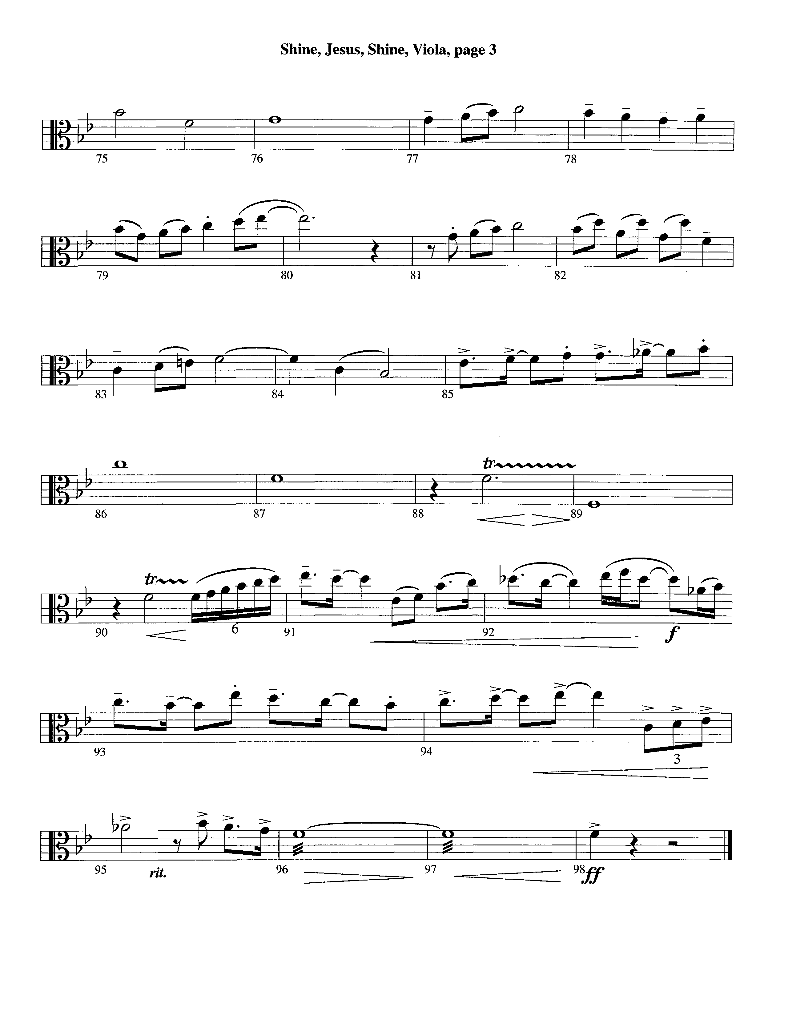 Shine Jesus Shine (Instrumental) Viola (Lifeway Worship / Arr. Steve Dunn)